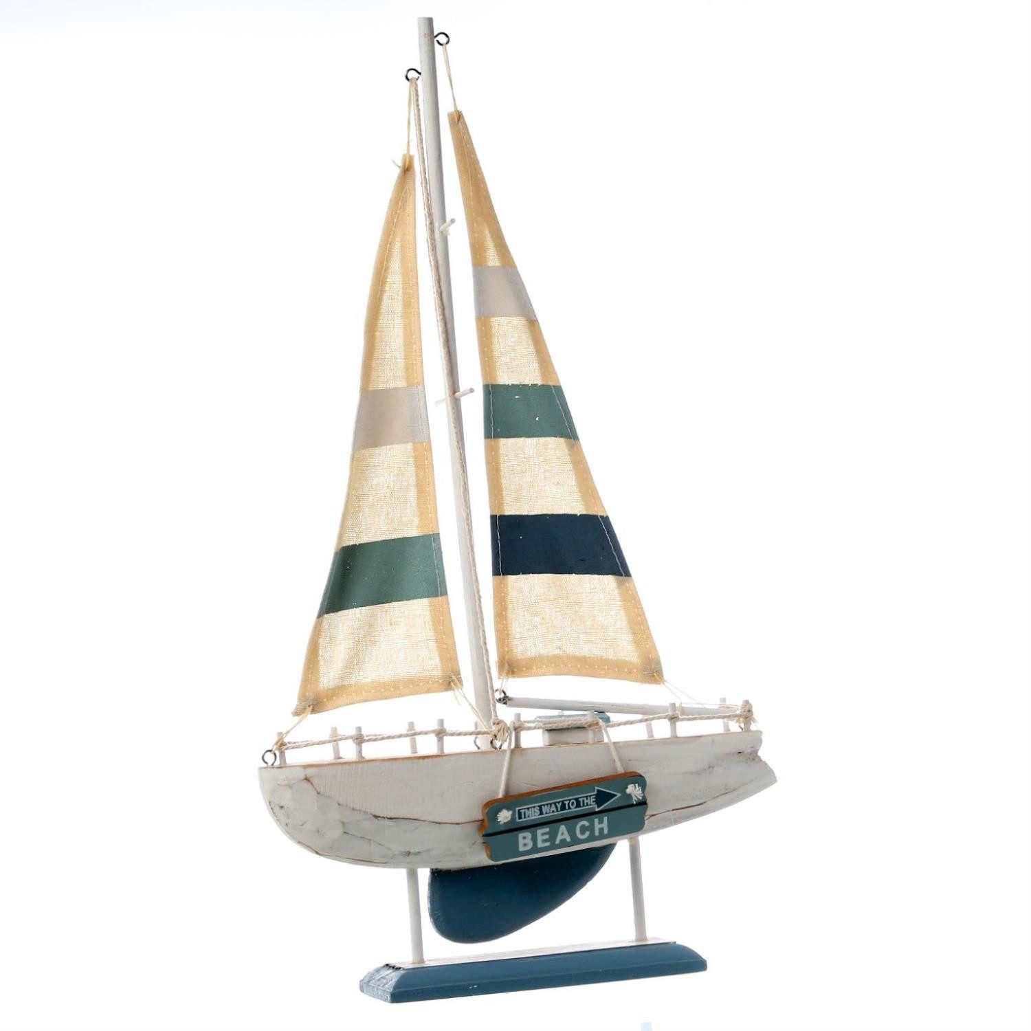 Dekoobjekt Segelboot Segelschiff maritime Dekoration Küste Holz Wohndeko H: 42cm