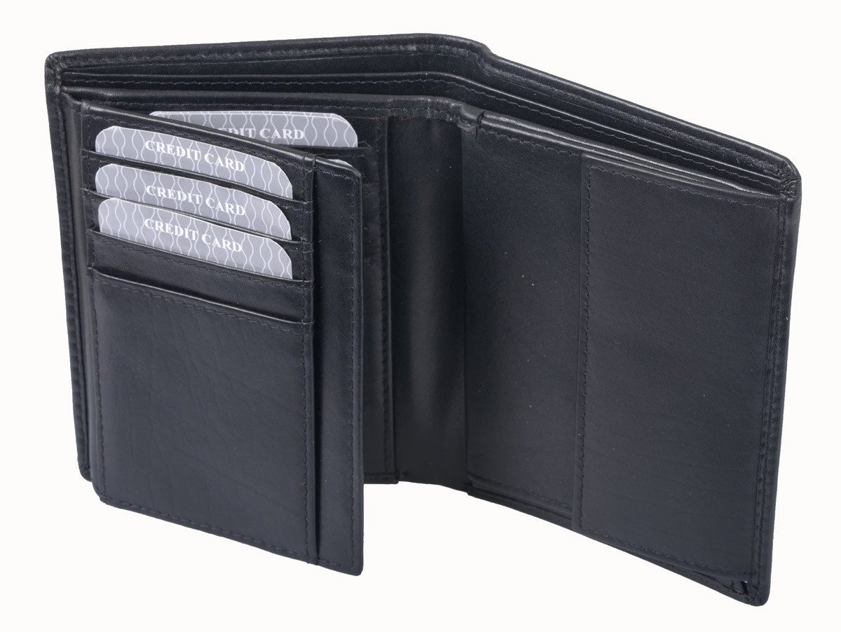 Geldbörse AVANCO Kombibörse schwarz aus Leder – Geldbörse im Hochformat