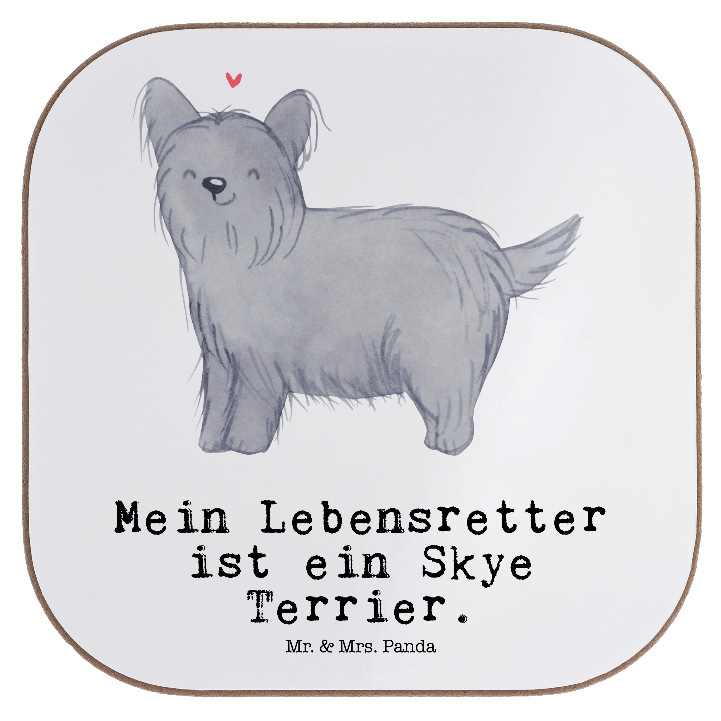 Mr. & Mrs. Panda Getränkeuntersetzer Skye Terrier Lebensretter - Weiß - Geschenk, Hund, Tierfreund, Unters, 1-tlg.
