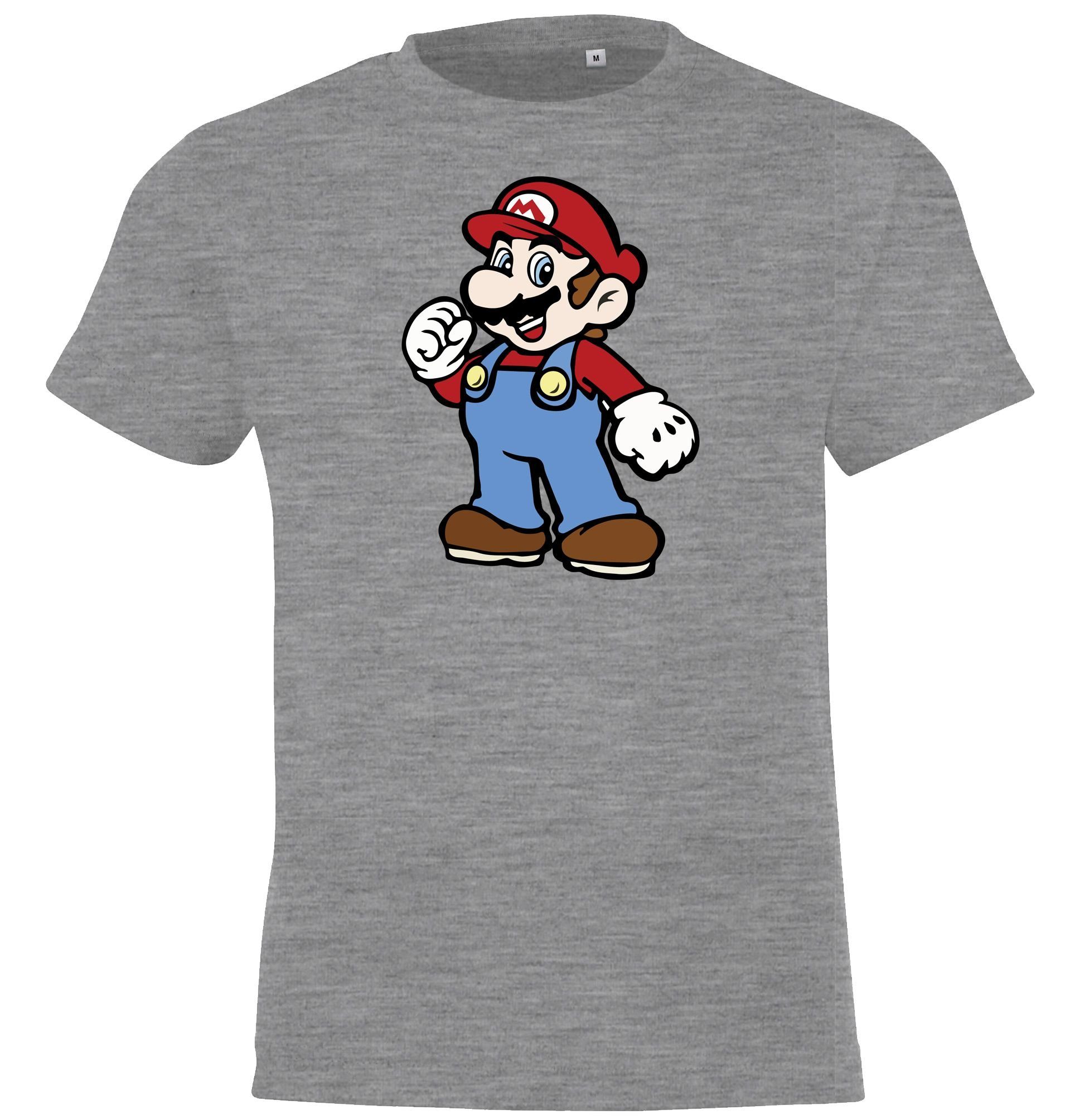 Youth Designz T-Shirt Mario Kinder Druck T-Shirt Front trendigem Mit Grau