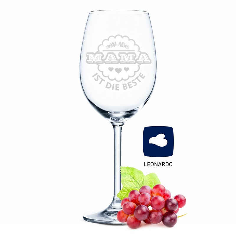 GRAVURZEILE Rotweinglas Leonardo Weinglas mit Gravur - Mama ist die Beste, Glas, graviertes Geschenk für Mama zum Muttertag