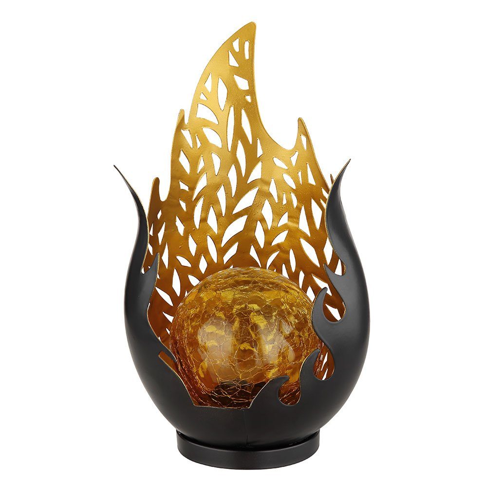 GLOBO LIGHTING LED Solarleuchte, LED-Leuchtmittel fest verbaut, Warmweiß, Gartendeko Solarlampen für Außen Outdoor Balkon Deko schwarz gold