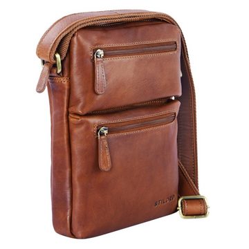 STILORD Schultertasche "Moritz" Kleine Ledertasche Umhängetasche braun