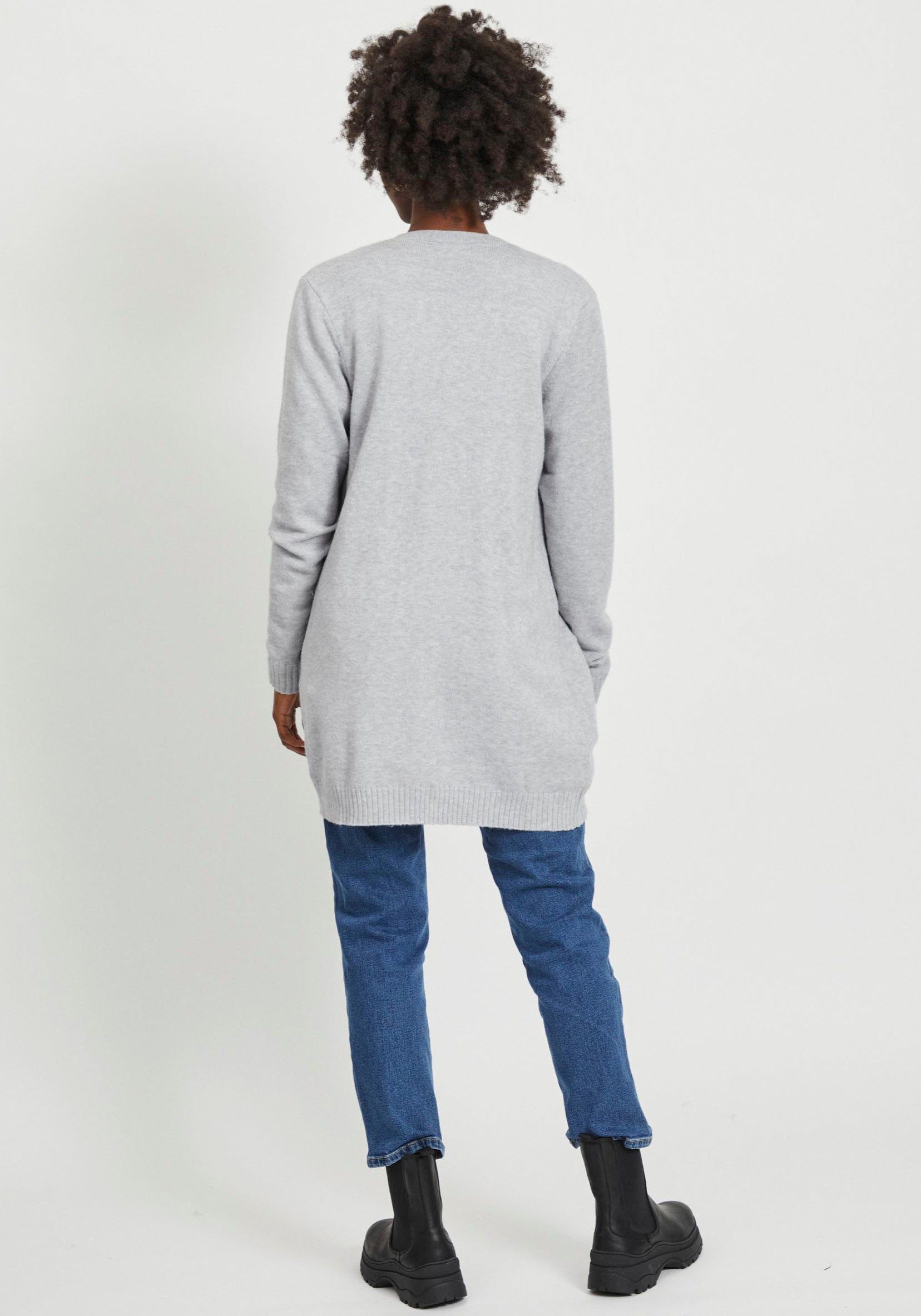 Vila Cardigan VIRIL KNIT Light NOOS - Melange offener L/S CARDIGAN Grey Form in OPEN