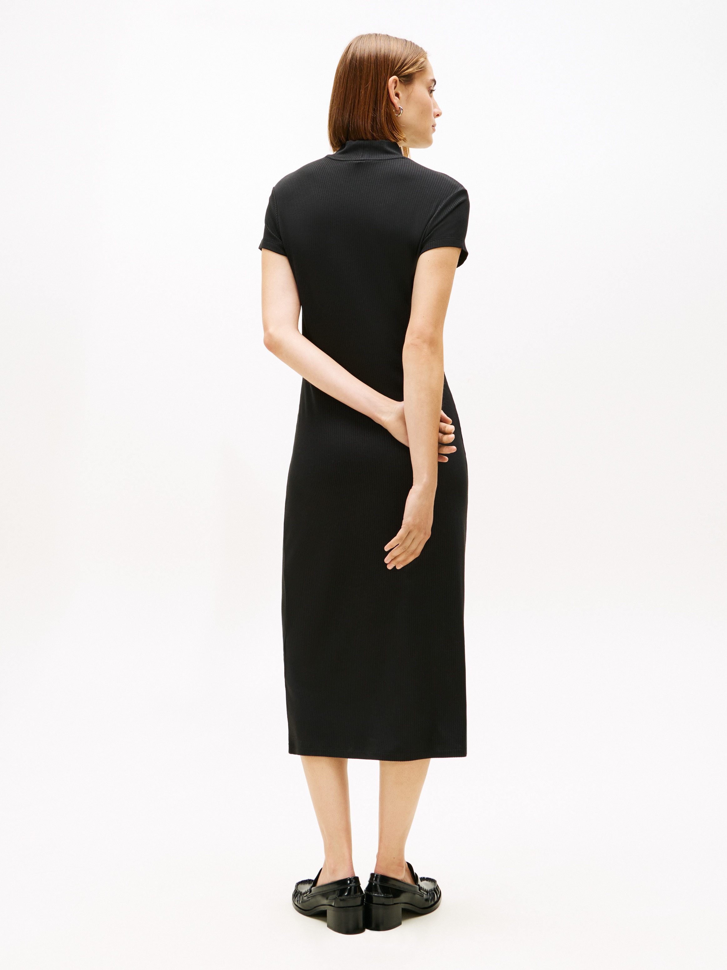 Tommy Hilfiger Jerseykleid SLIM 5X2 RIB MOCK-NK SS DRS in gerippter Struktur