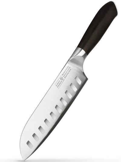 Hannah's Homebrand Santokumesser rostfreies Santokumesser & Sushi Messer mit Holzgriff aus Ebenholz, verblüffend scharf, rostfrei und langlebig (18 cm Klinge)