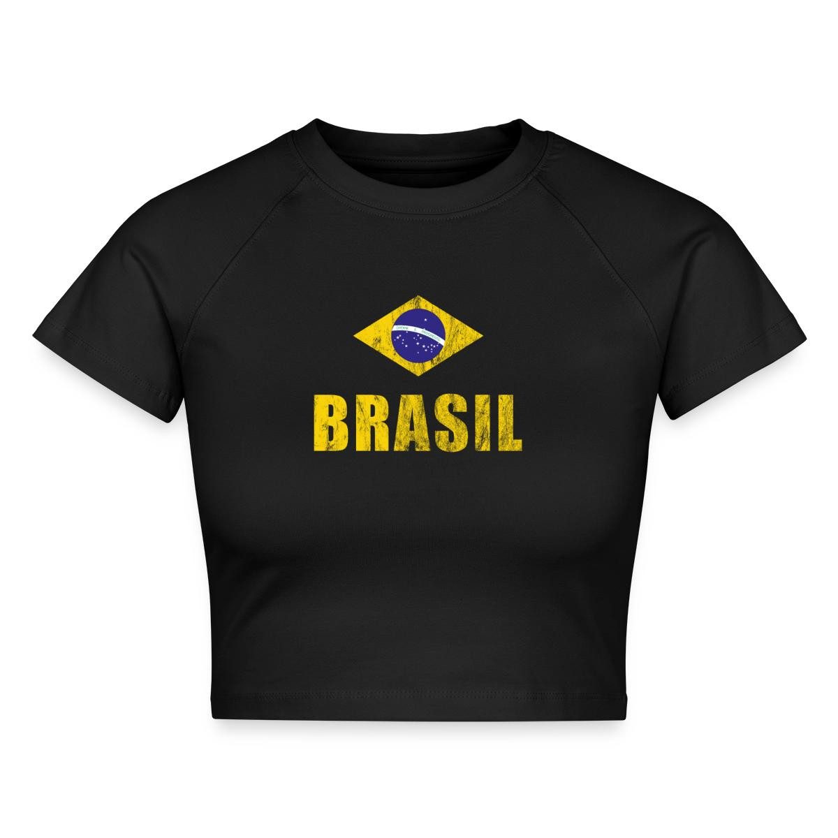Spreadshirt T-Shirt Brasilien Fußball Retro Crop Top (1-tlg)