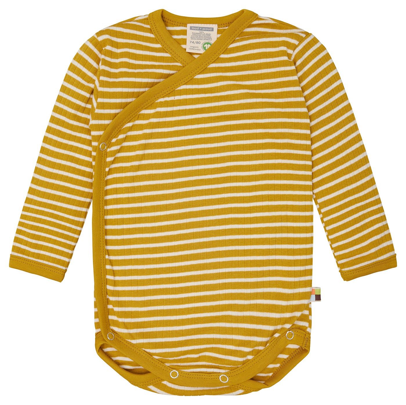 loud + proud Wickelbody geringelt, aus Derby Rib GOTS, Biobaumwolle