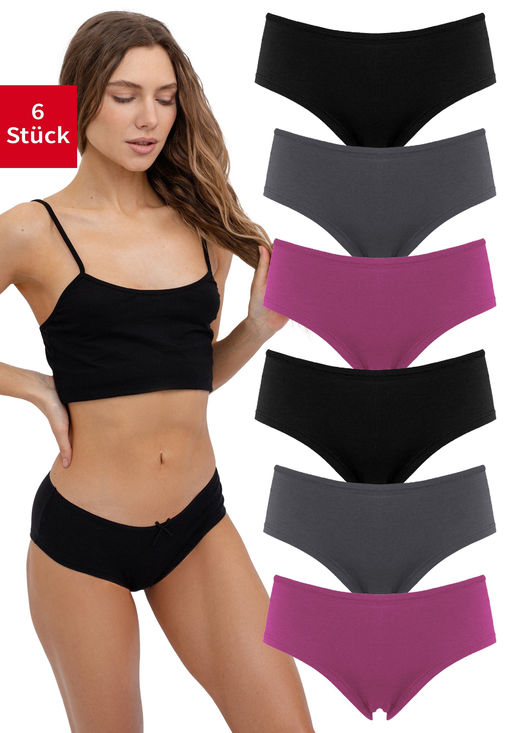Fabio Farini Hipster Damen Panties - klassische Frauen Hipster Unterhosen aus Baumwolle (Packung, 6-St) im sportlichen Panty-Style