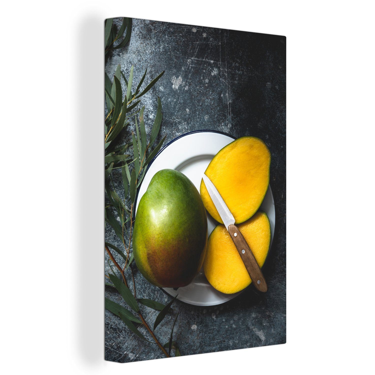 OneMillionCanvasses® Leinwandbild Küche - Obst - Mango, (1 St), Leinwandbild fertig bespannt inkl. Zackenaufhänger, Gemälde, 20x30 cm