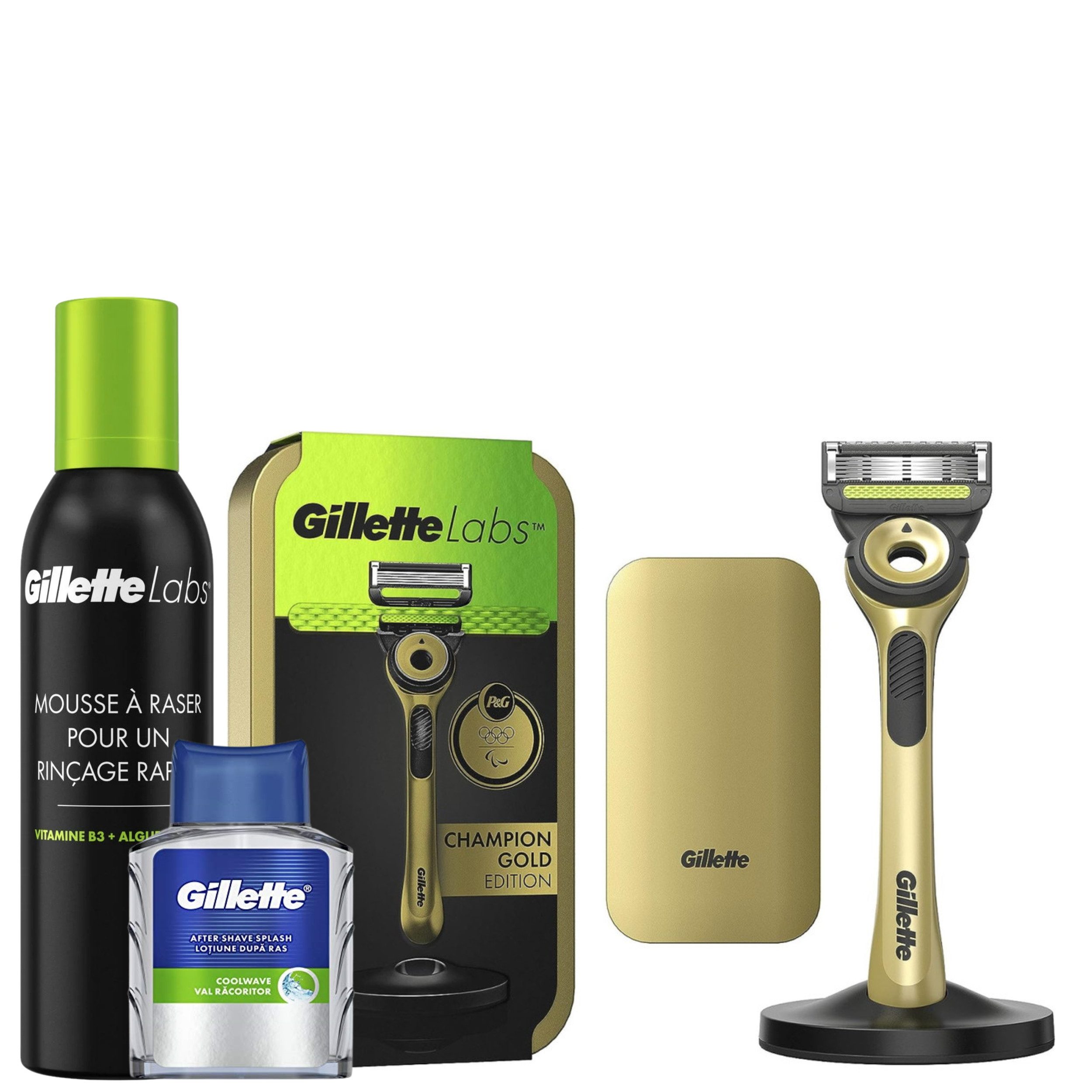 Gillette Rasierset Labs, 5-tlg., Gold Edition mit Reiseetui– ideal als Geschenk