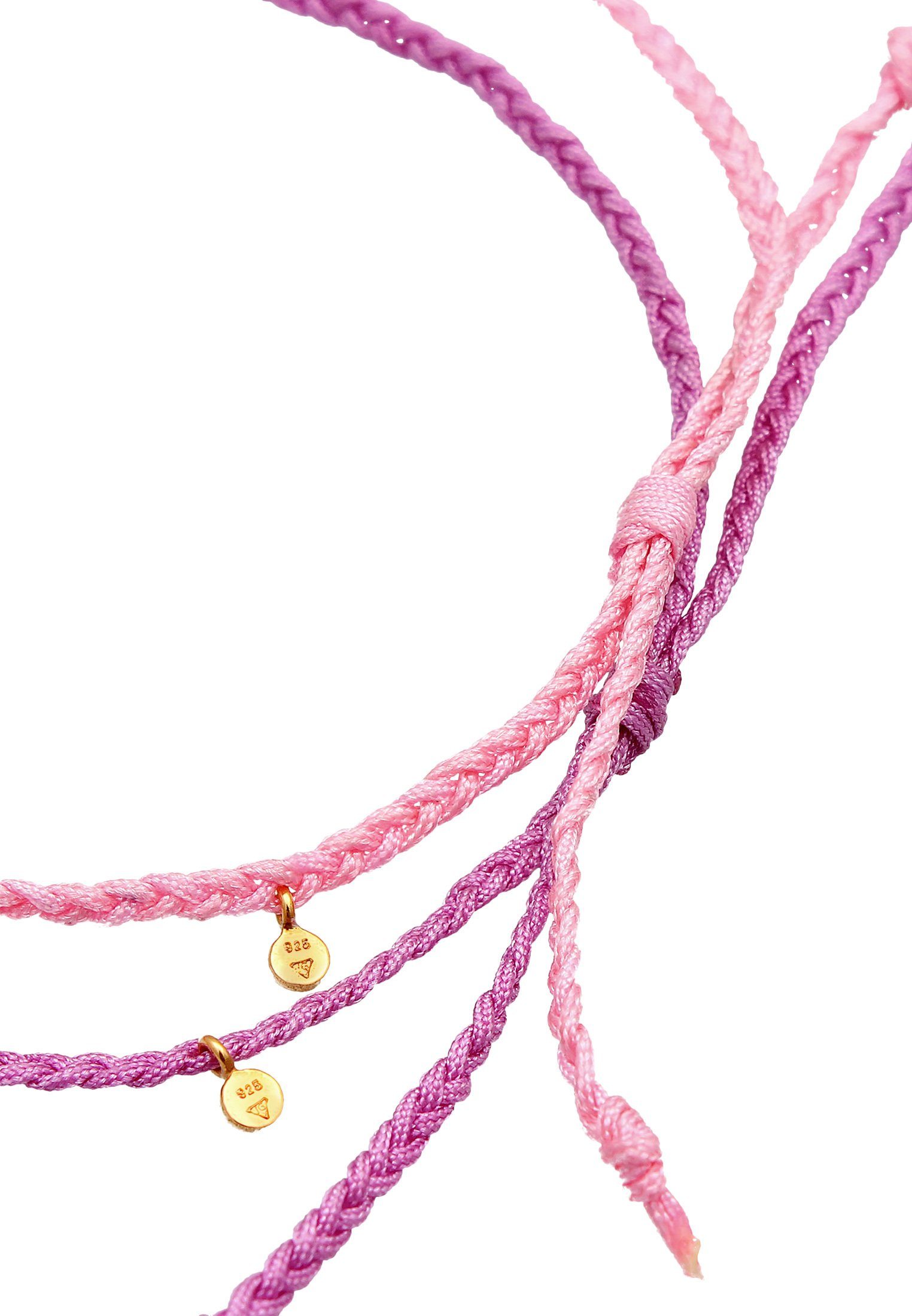 Beads (2 925 Pink Nylon Set tlg) Elli Fußkette Bändchen Silber