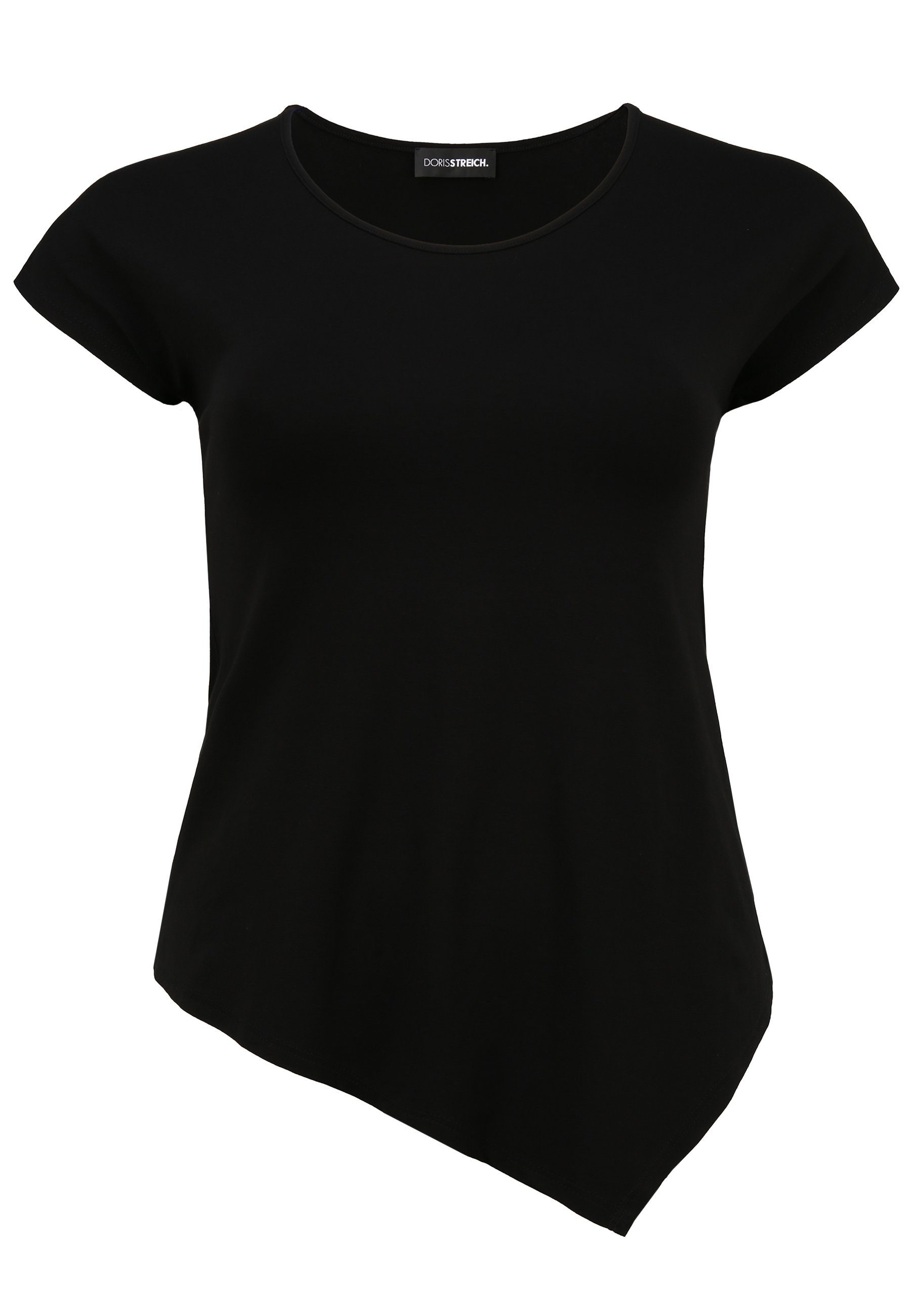 Doris Streich T-Shirt T-Shirt mit asymmetrischem Saum mit modernem Design