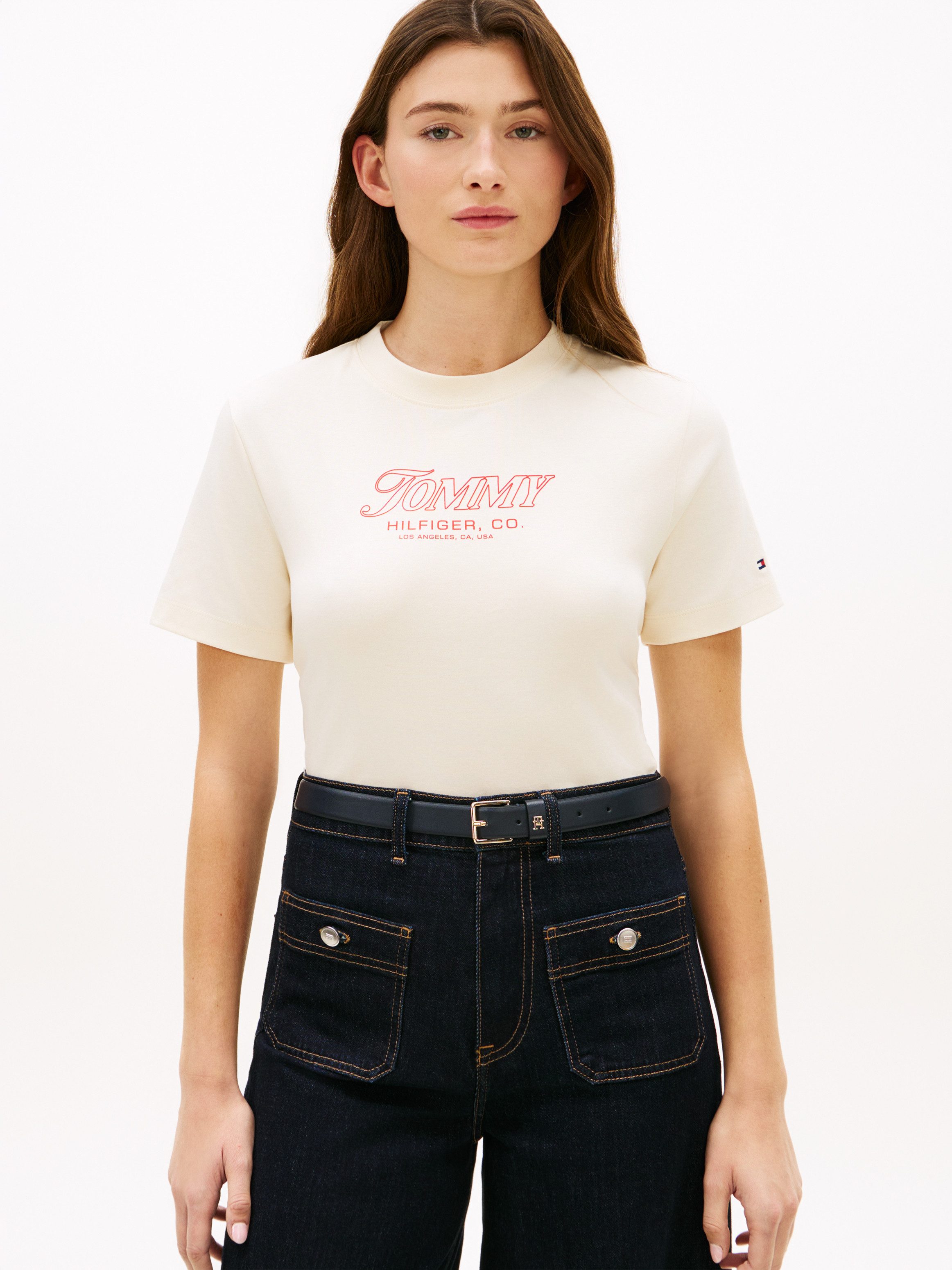 Tommy Hilfiger Kurzarmshirt TILT GRAPHIC REG C-NK SS TEE mit großem Logo-Print