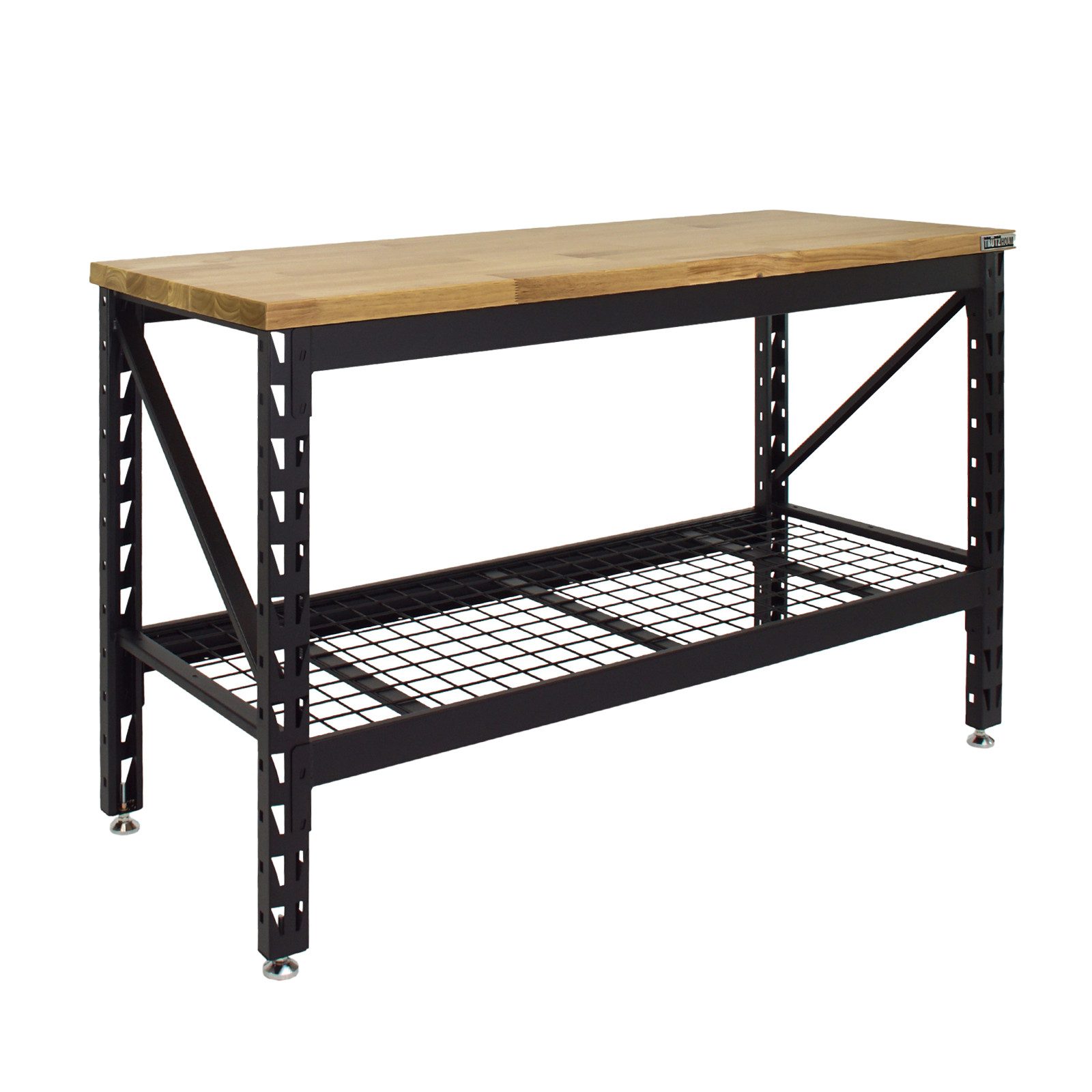 Werkbank 153x62x99 cm 500 kg Stahlgestell Hartholzplatte Werktisch Arbeitstisch