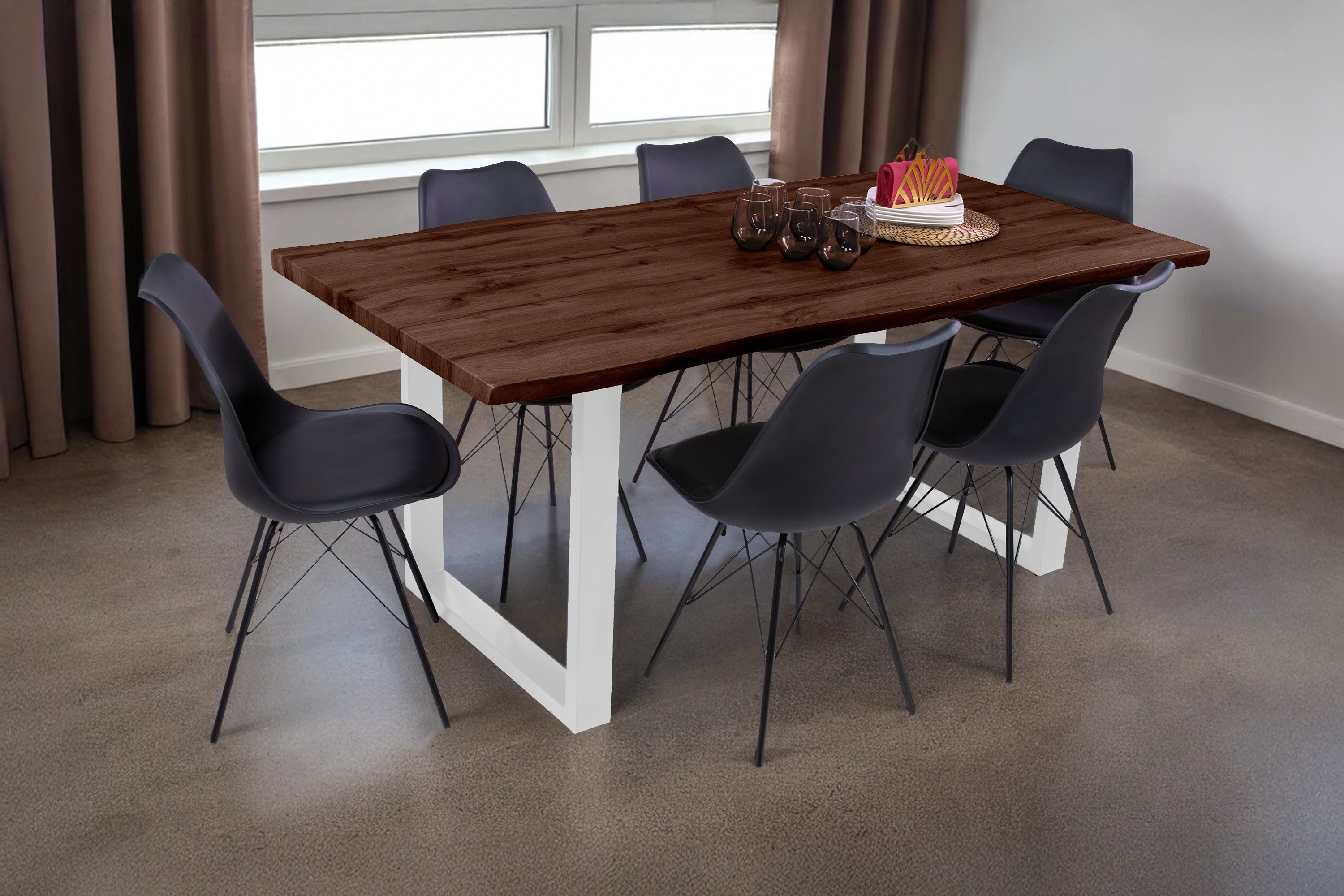 Loreno® Esstisch Josy, Nussbaumholz, Baumkante, MDF-Platte, günstig online kaufen