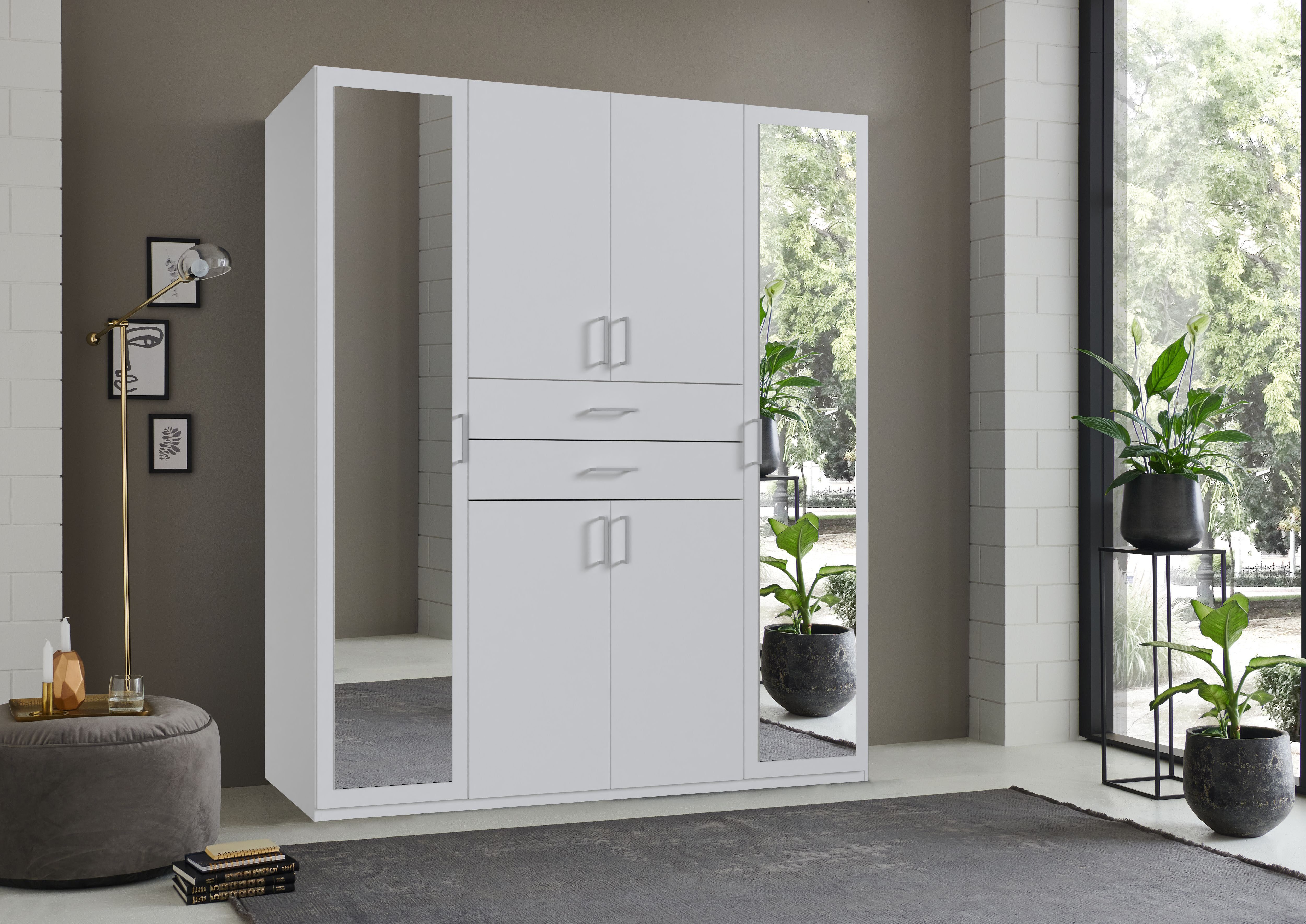 Wimex Kleiderschrank Diver Drehtürenschrank mit Spiegel, 180, 225 o. 270cm breit Bestseller Schlafzimmerschrank wahlweise 3 Innenausstattungen