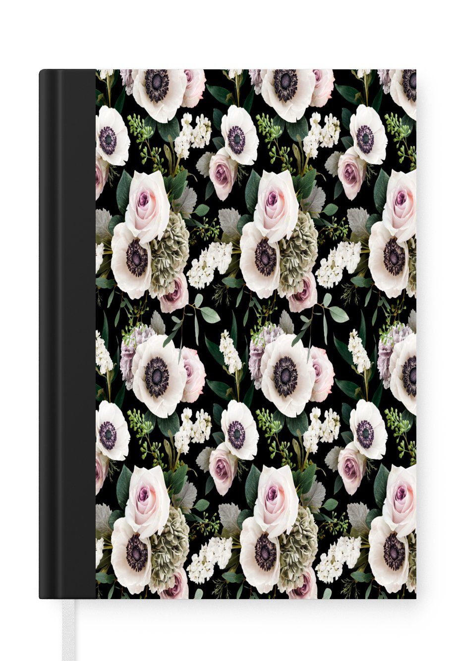 MuchoWow Notizbuch Blumen Notizheft, - Anemone A5, - Tagebuch, Merkzettel, Haushaltsbuch Rosen, Seiten, 98 Journal