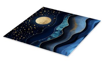 Posterlounge Forex-Bild SpaceFrog Designs, Goldener Mond, Badezimmer Illustration