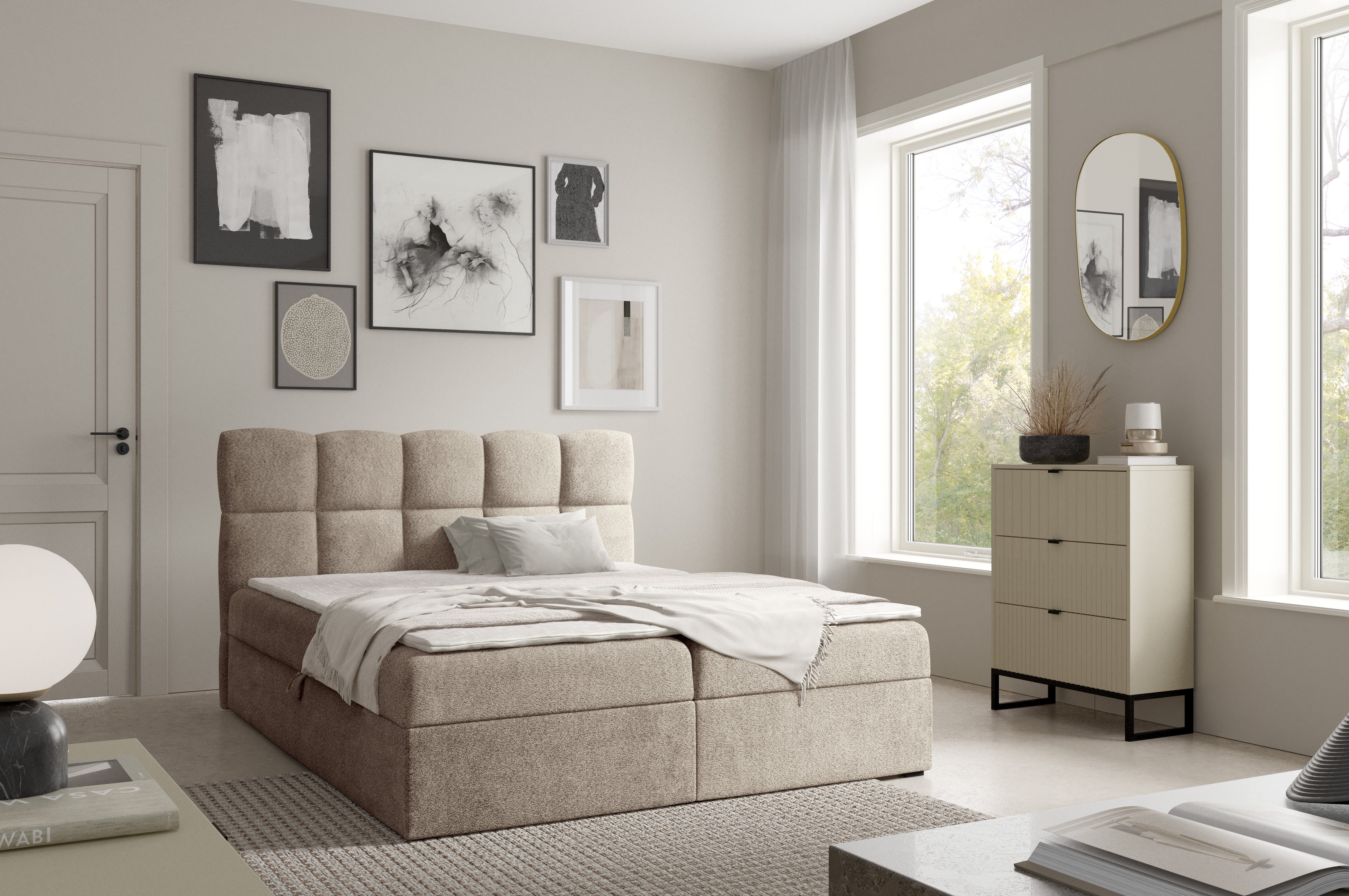 yourhouse24 Boxspringbett Negros, Doppelbett mit Bonell-Matratze günstig online kaufen