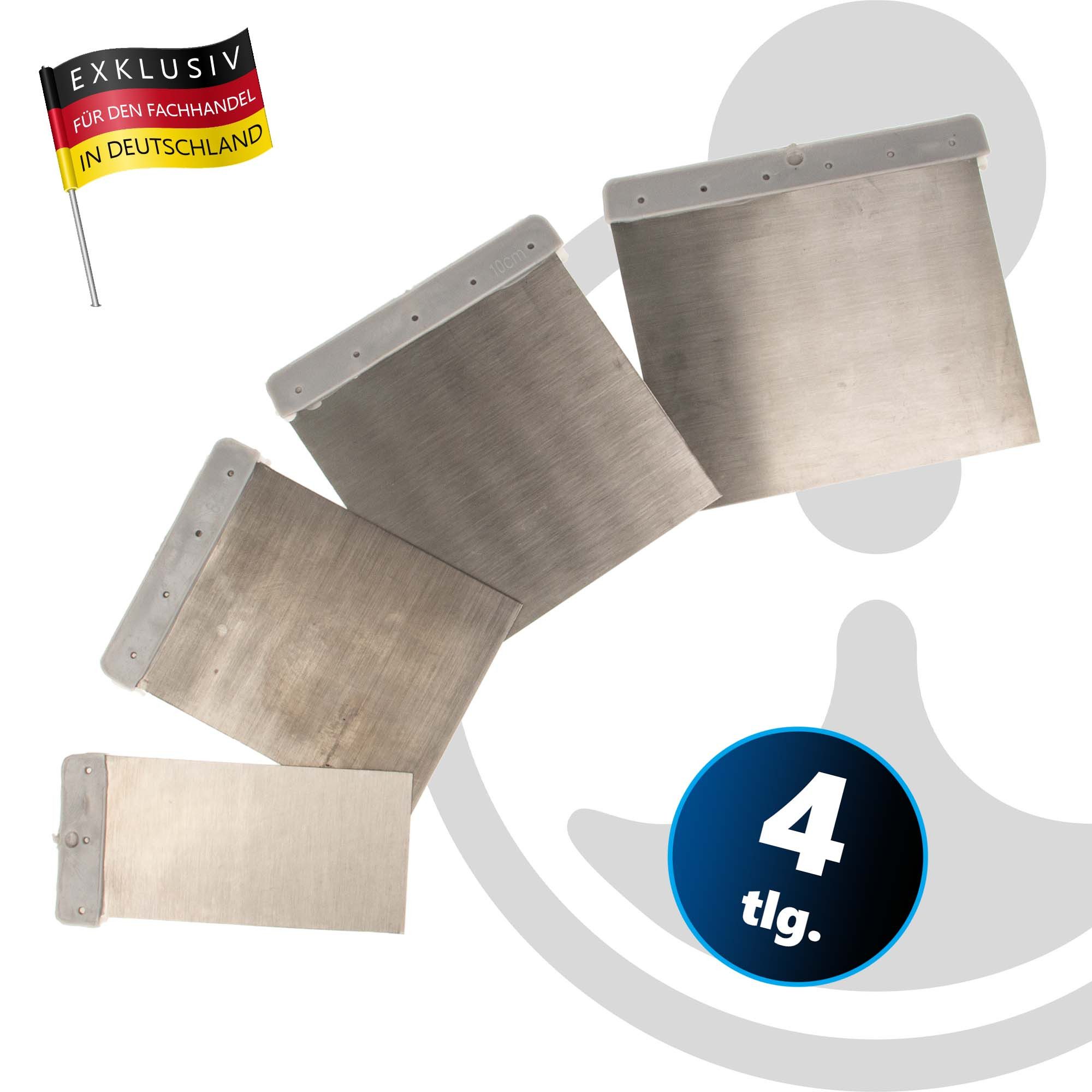 EUROTOOLS Malerspachtel Schaber Spachtel-Set 4-teilig 50 / 80 / 100 / 120 mm, mit Stahlklinge
