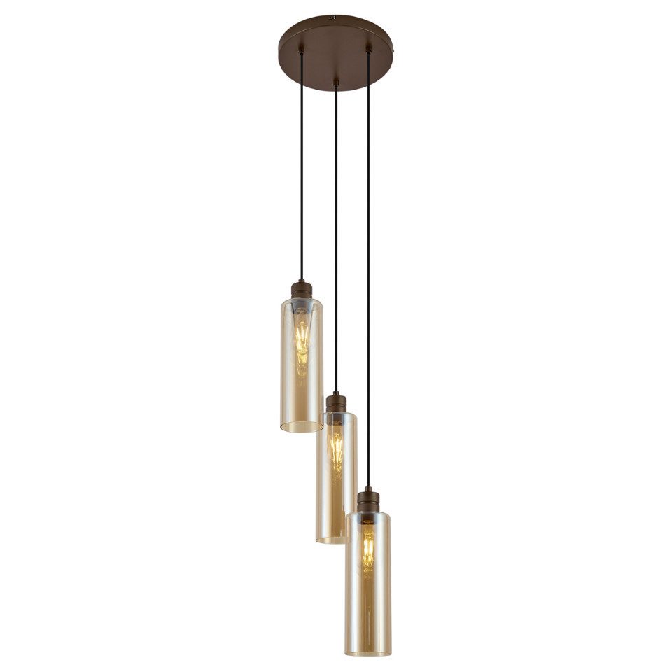 Qazqa Pendelleuchte Stavelot, ohne Leuchtmittel, E27, Bronze, Hotel chic, Stahl, 3-flammig