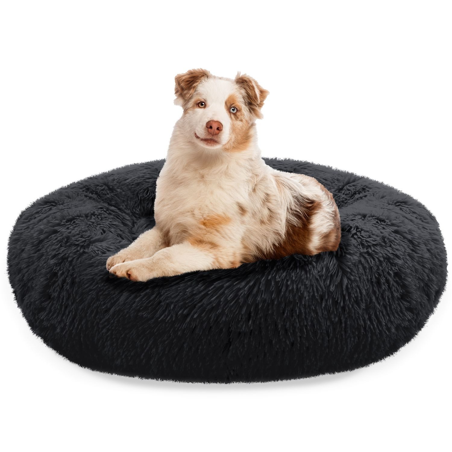 Bluzelle Tierbett Premium Hundebett Hundekissen Donut / Katzenbett Katzenkissen / L, Flauschig Kuschelig Weiches Kunstfell, für Große Hunde / Hundekorb / Rund Waschbar Plüsch Kissen Tier Bett