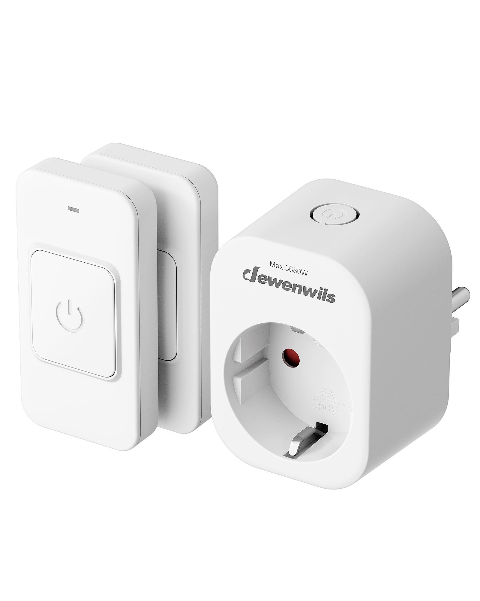 DEWENWILS Funksteckdose mit Fernbedienung, max. 3680 W, 2-St., 30 m Reichweite; Fernbedienung magnetisch befestigbar