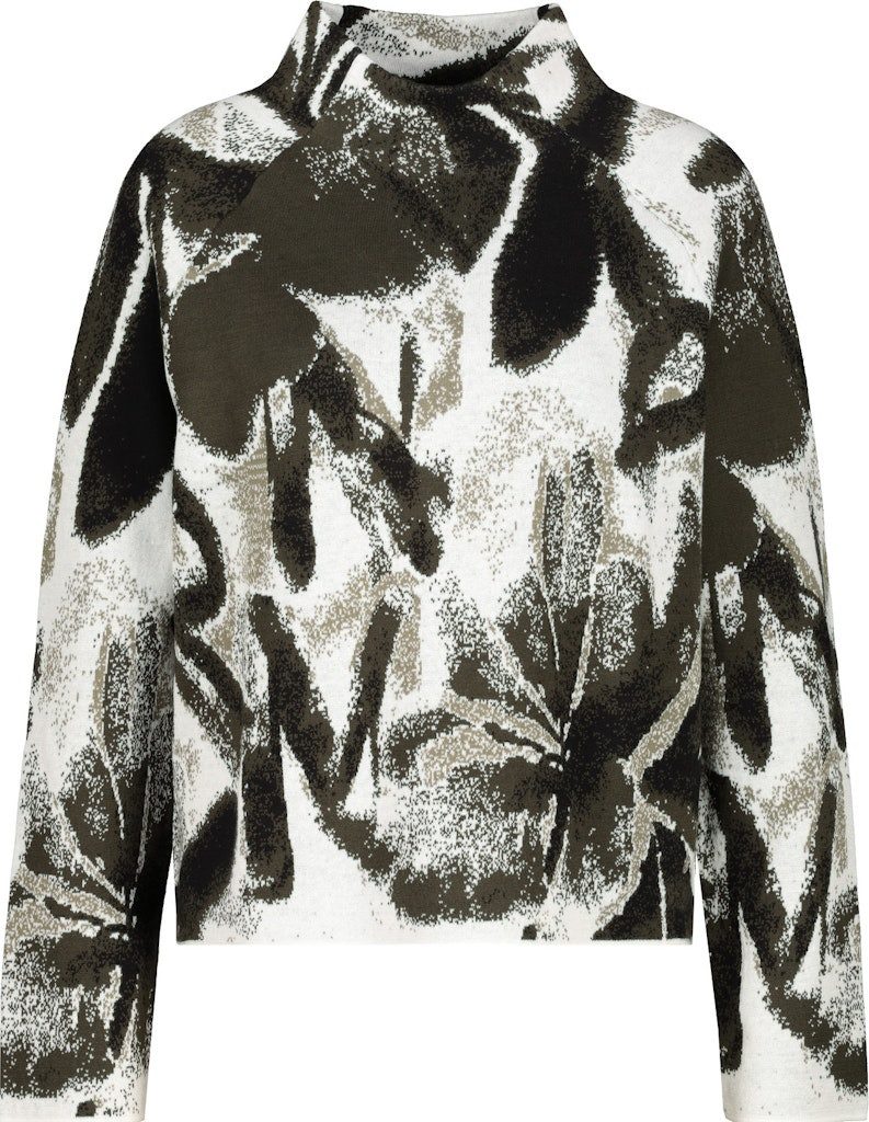 Monari Rundhalspullover Filigranes Blumenmuster und stilvoller Stehkragen günstig online kaufen