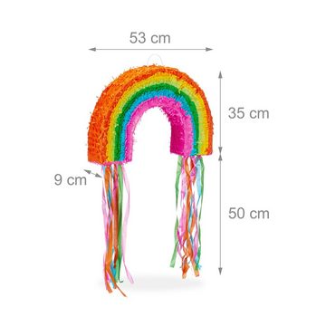 relaxdays Papierdekoration 3-teiliges Pinata Set mit Regenbogen