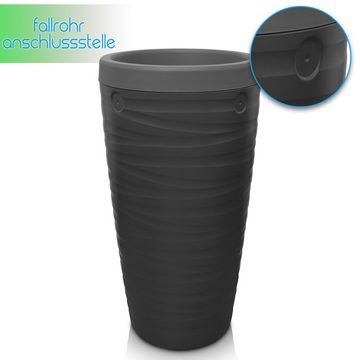 YourCasa Regentonne 240 Liter [Wave Design] Regenfass aus Kunststoff mit Wasserhahn, Bepflanzbar,240L,mit Wasserhahn