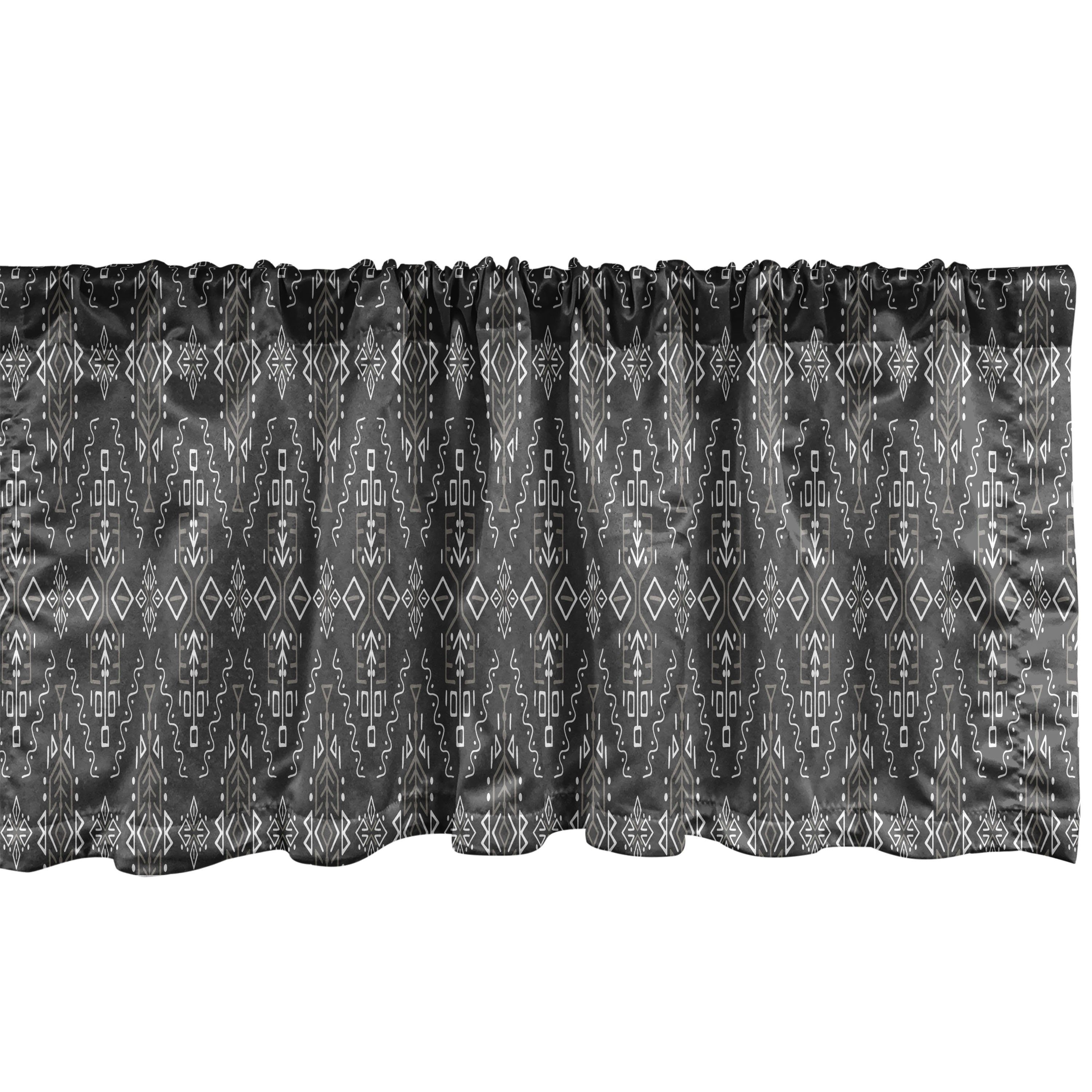 Scheibengardine Vorhang Volant für Küche Schlafzimmer Dekor mit Stangentasche, Abakuhaus, Microfaser, Abstrakt African Style Ethnic Motiv | Scheibengardinen