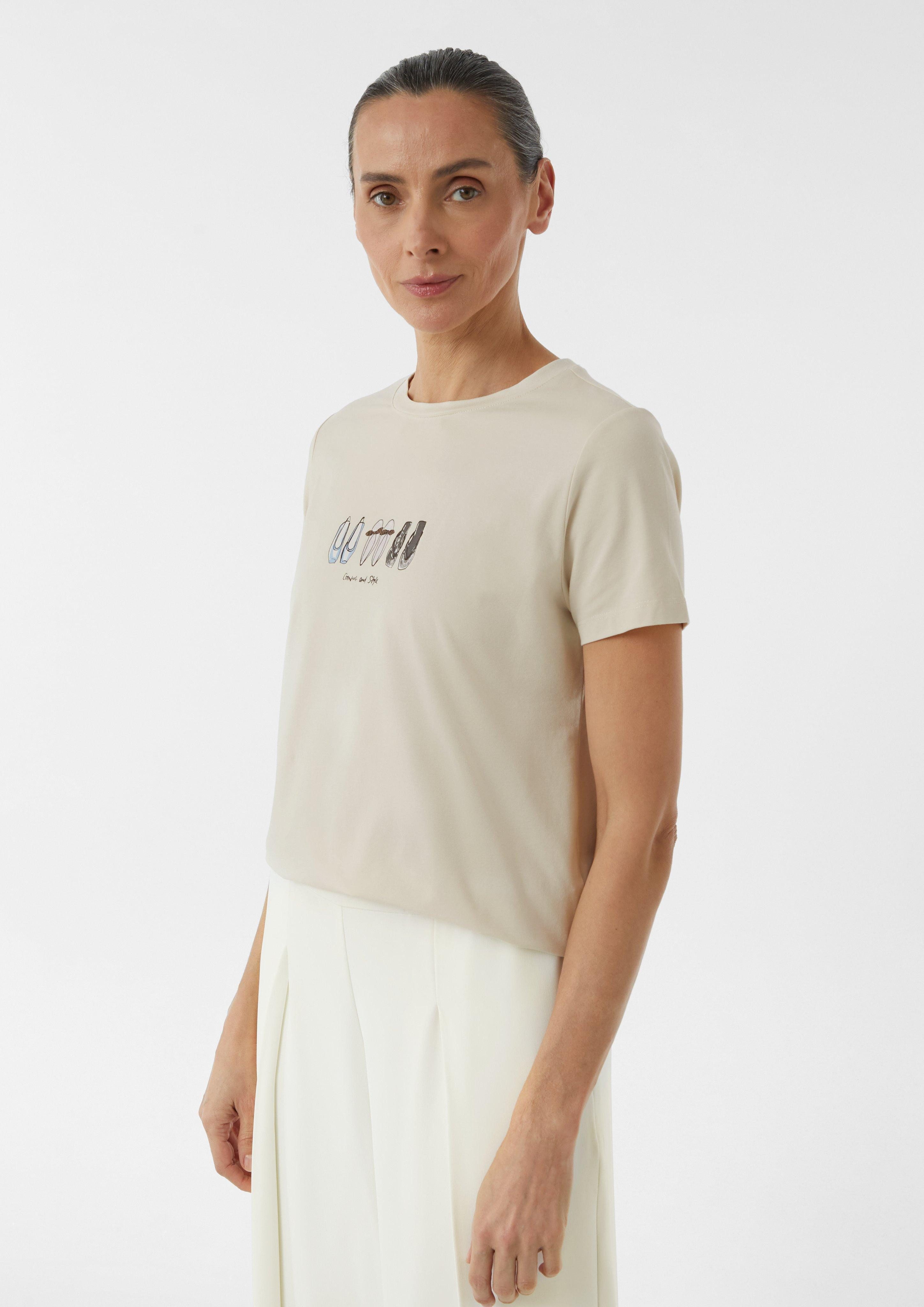 Comma Kurzarmshirt Jersey-T-Shirt aus Baumwollmix mit günstig online kaufen