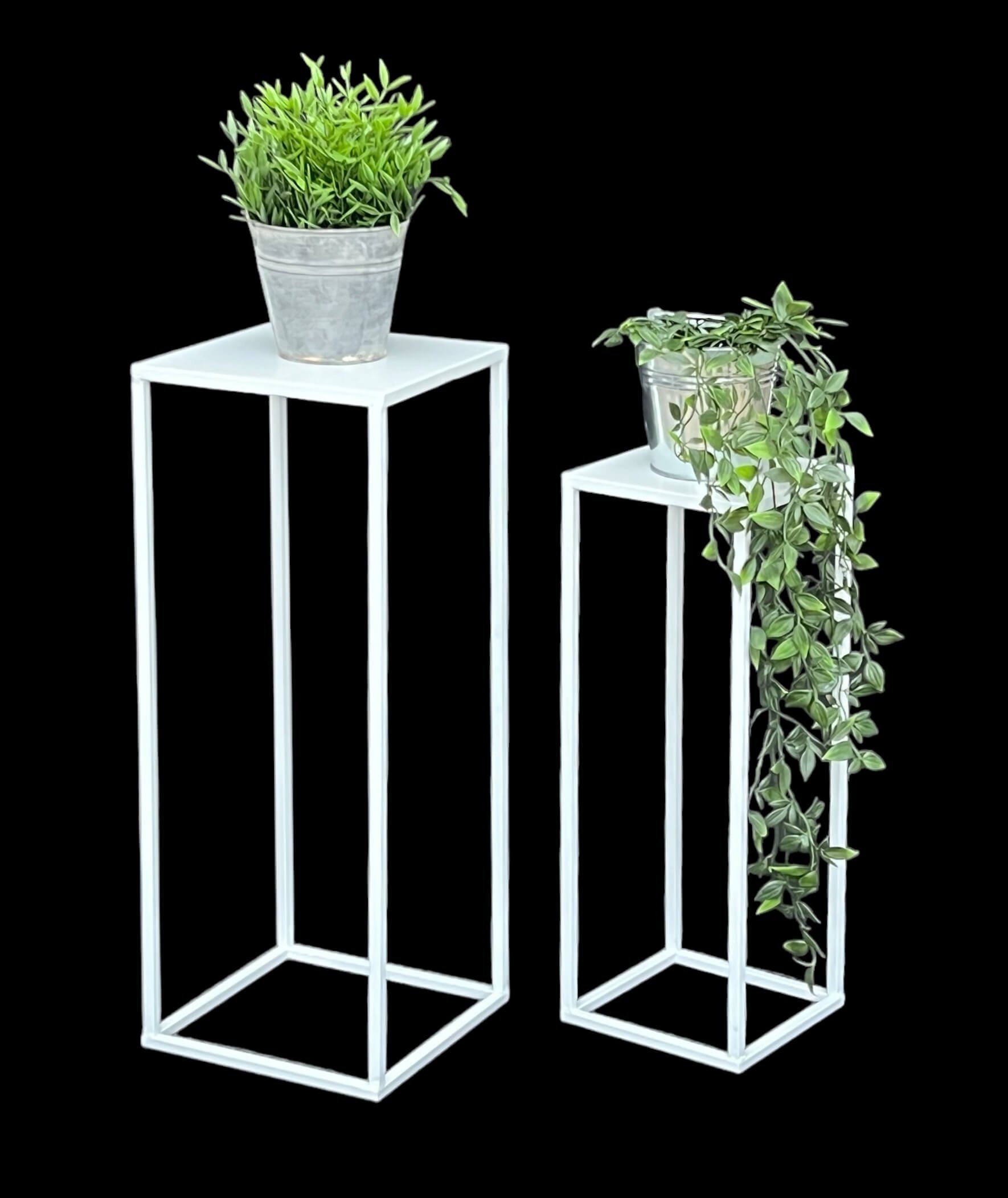 DanDiBo Blumenhocker Metall Weiß Eckig Blumenständer Beistelltisch 2er Set