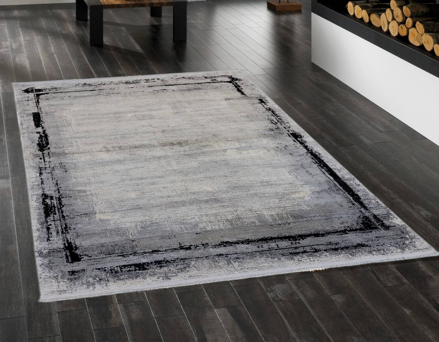 Rug Studios Designteppich ZUARI, Rechteckig, Höhe: 12 mm, Wohnzimmer, 40 x 60 cm, schwarz