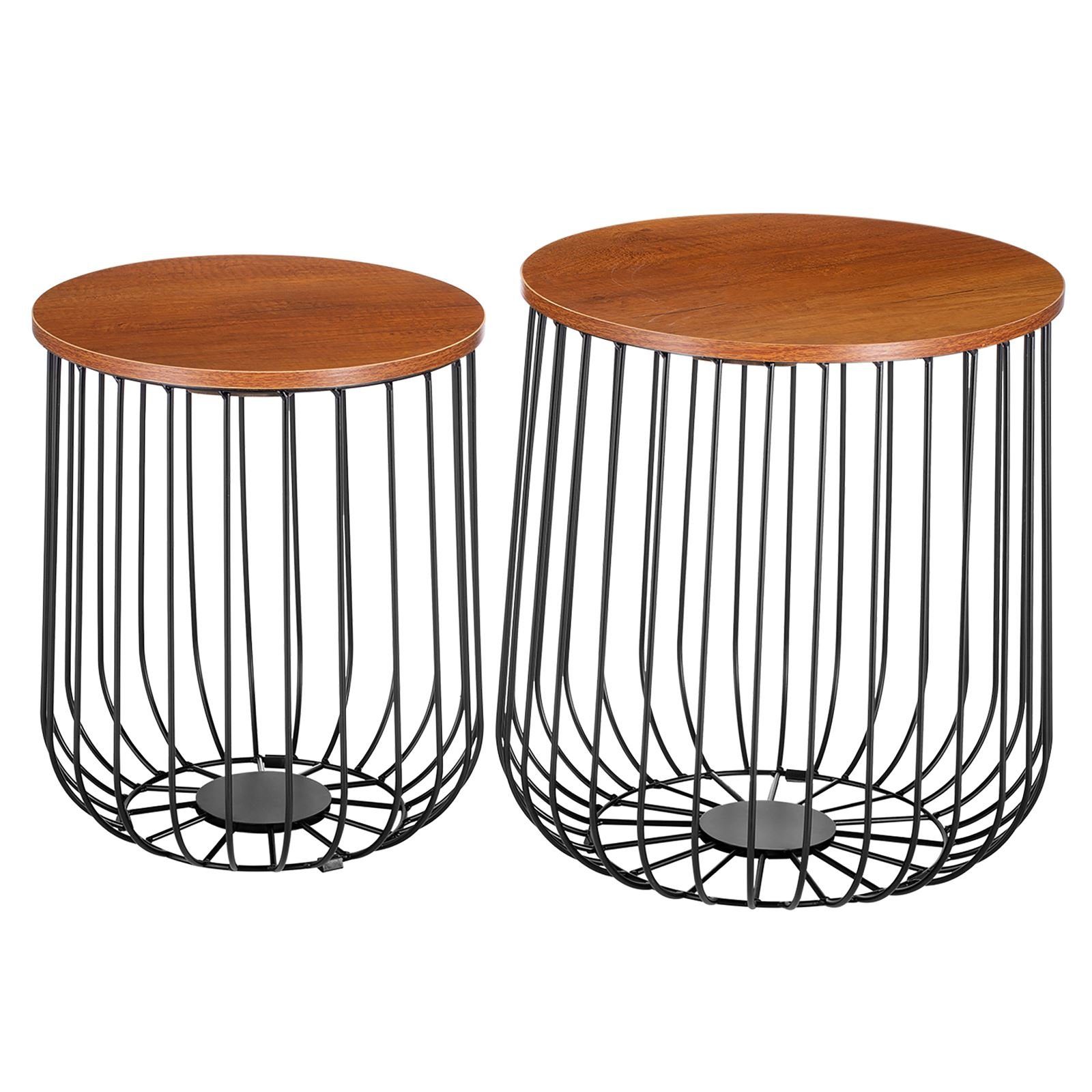 CARO-Möbel Couchtisch ERRANO, Couchtisch 2er Set Beistelltisch Wohnzimmer Sofa Metallkorb mit Staura
