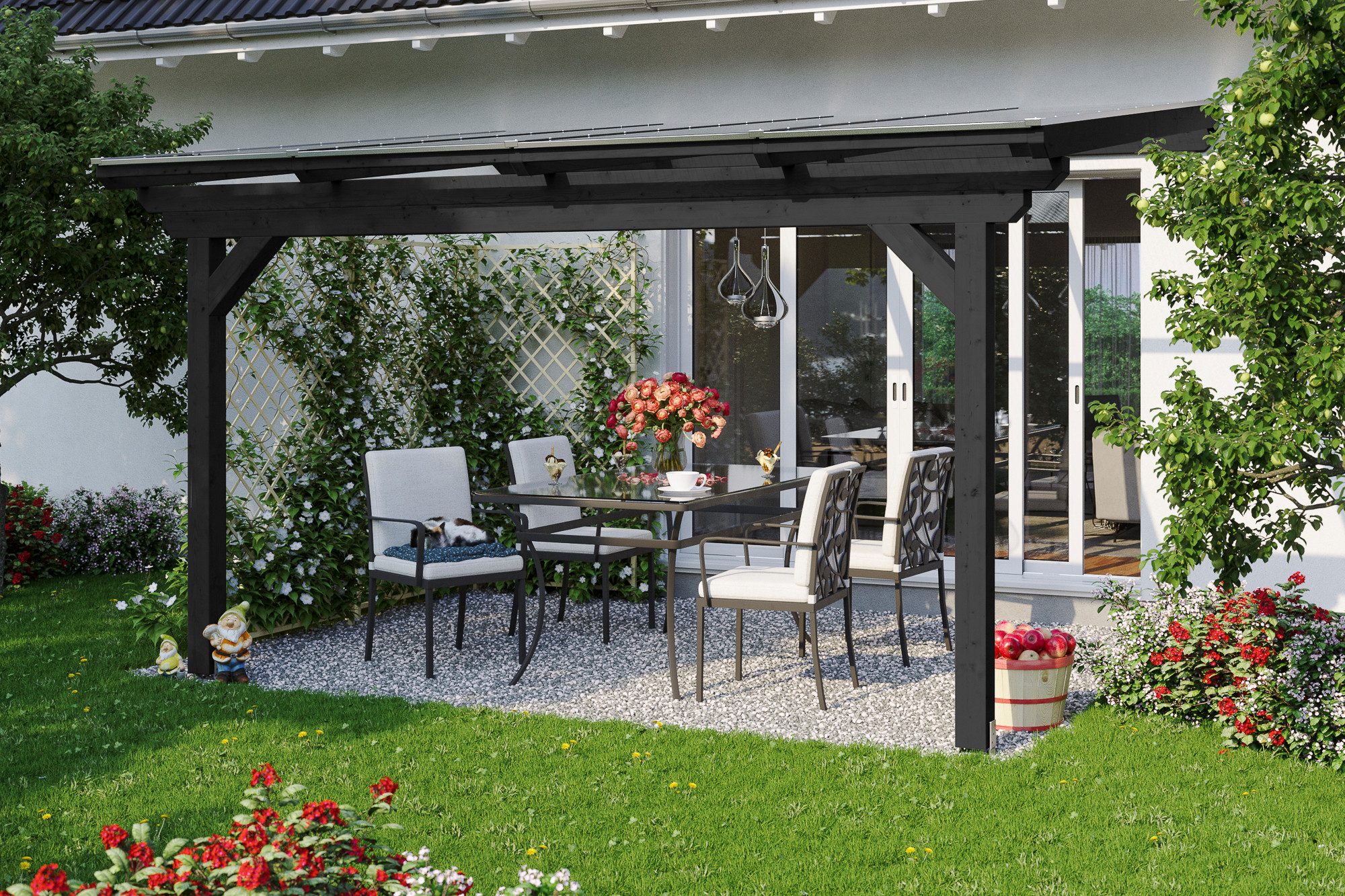 Skanholz Terrassendach Ancona, BxT: 434x250 cm, Bedachung Doppelstegplatten