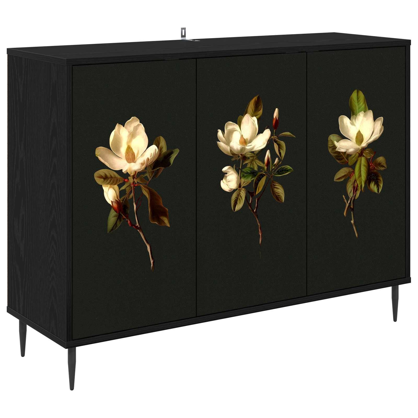 vidaXL Sideboard Sideboard BREMEN Schwarz Eichen-Optik 102 x 33 x 76 cm (1 St)