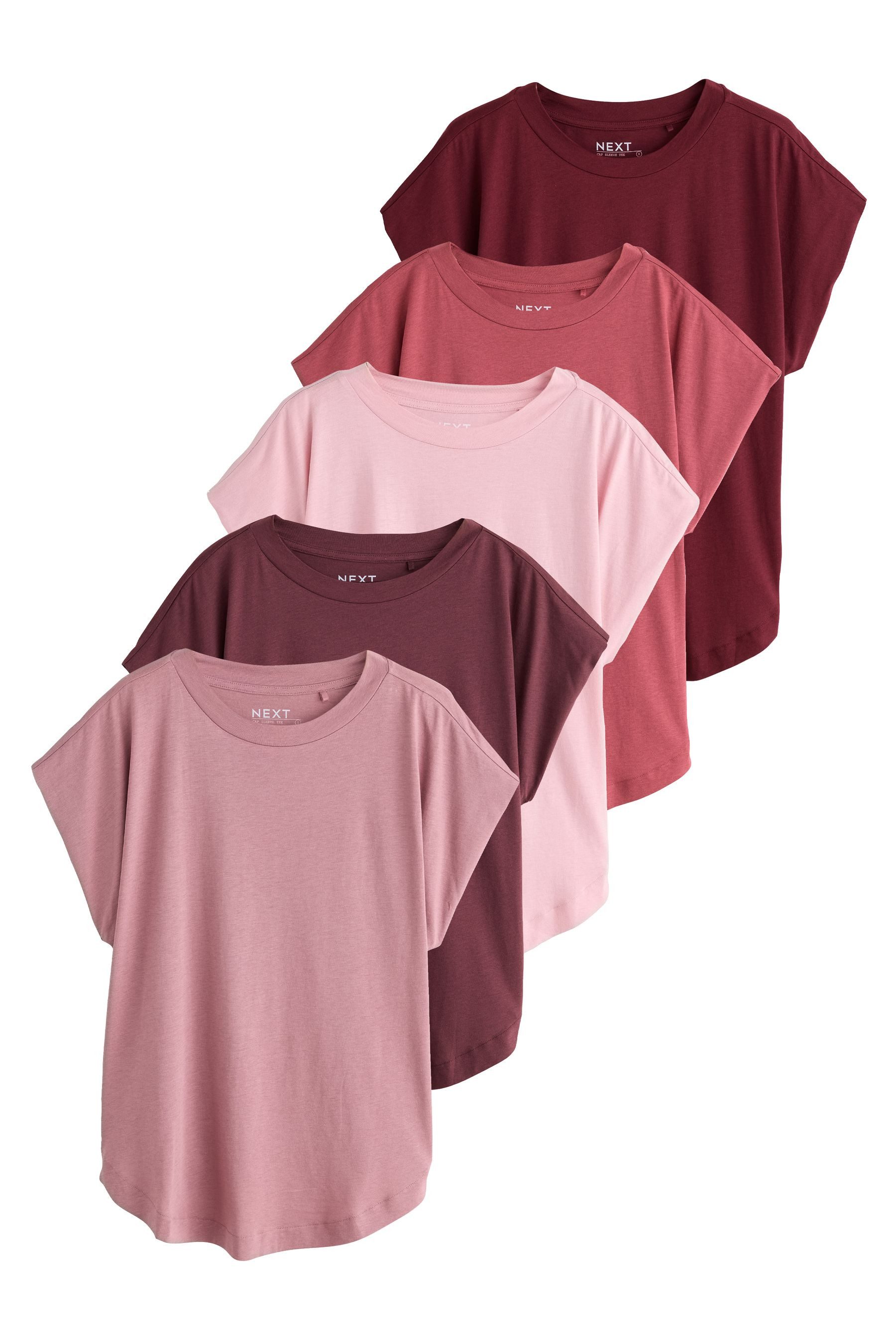 Next T-Shirt T-Shirt mit überschnittenen Schultern (5-tlg)