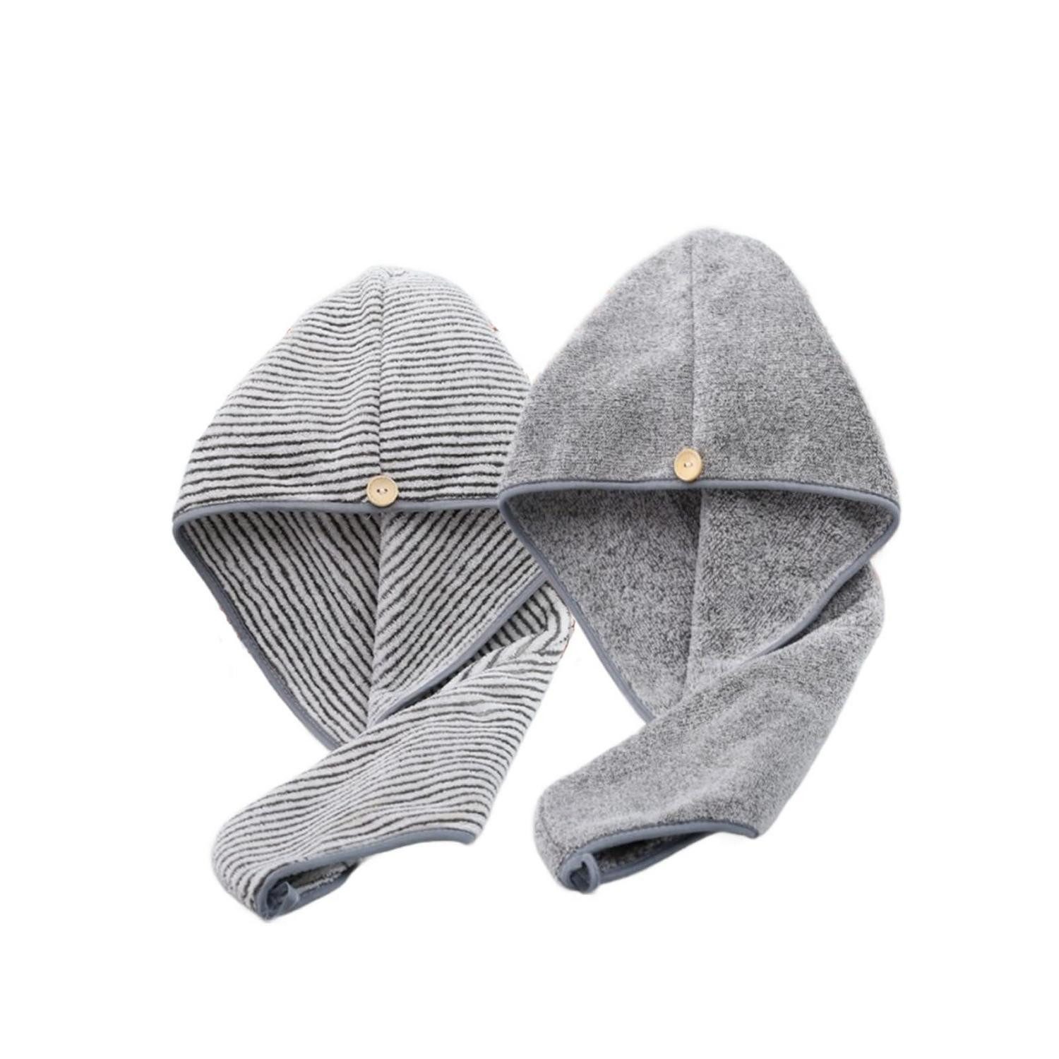 LuxusKollektion Turban-Handtuch Mikrofaser Haarturban mit Knopf 65x25cm, (2-St)