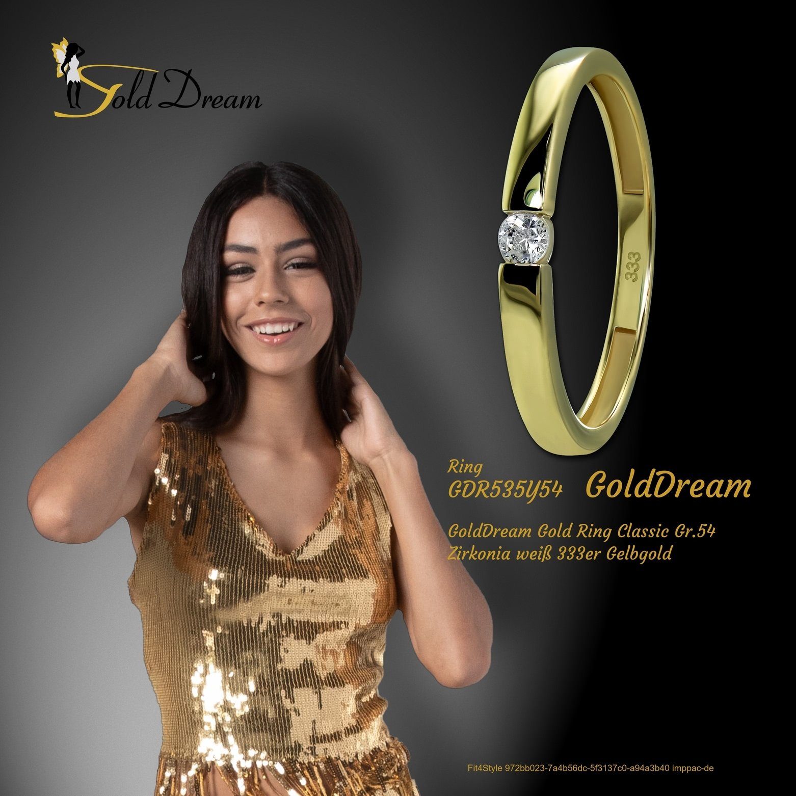 - (Fingerring), Karat, GoldDream weiß Gold Classic Damen Gelbgold Ring 8 Classic GoldDream Ring 333 gold, Gr.54 Goldring Farbe: