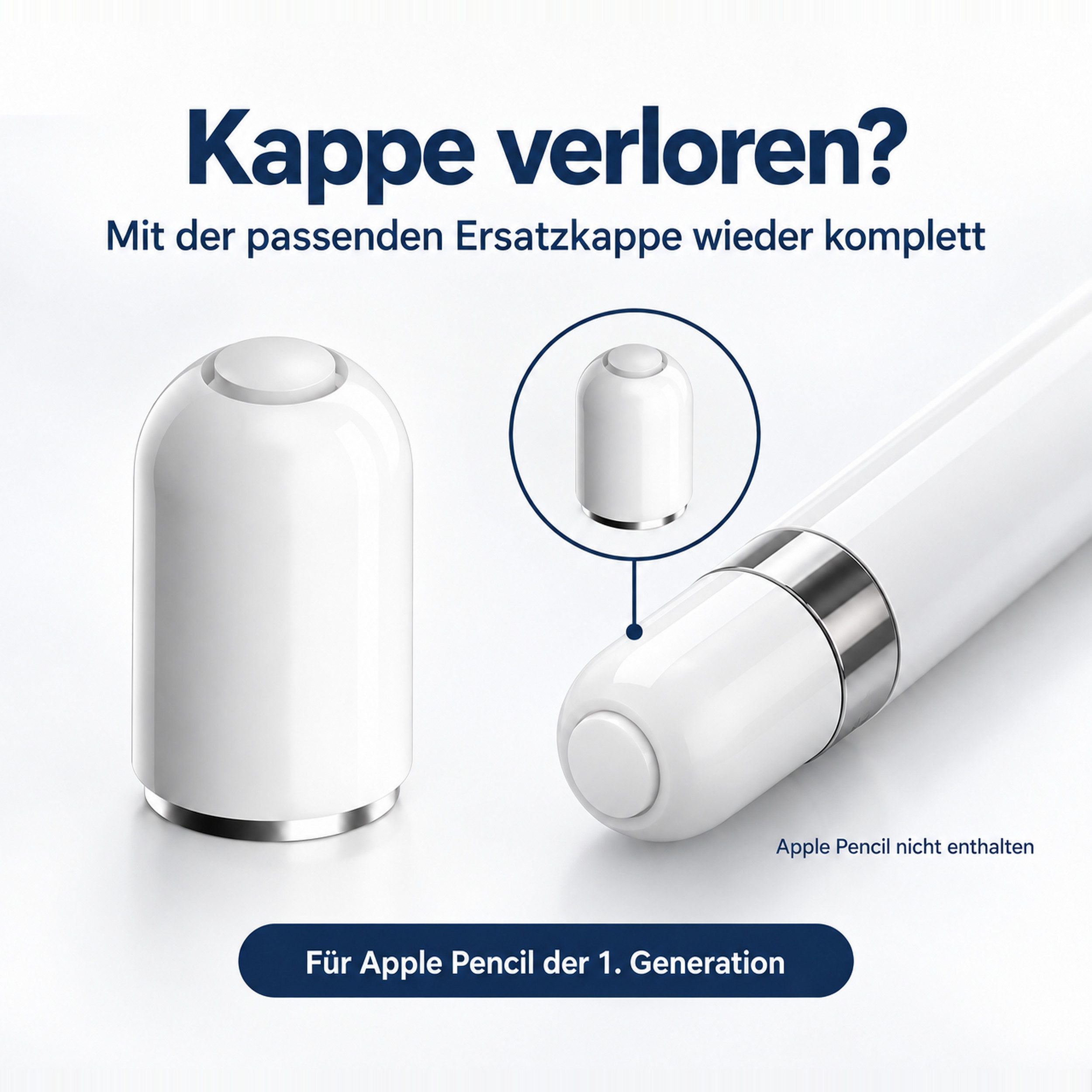 PlugUp Eingabestift-Adapter Ersatzkappe für Apple Pencil 1. Generation – Schutzkappe für Ladeport (1-St) Ersatzkappe für den Apple Pencil 1. Generation – Bild 3 von 5