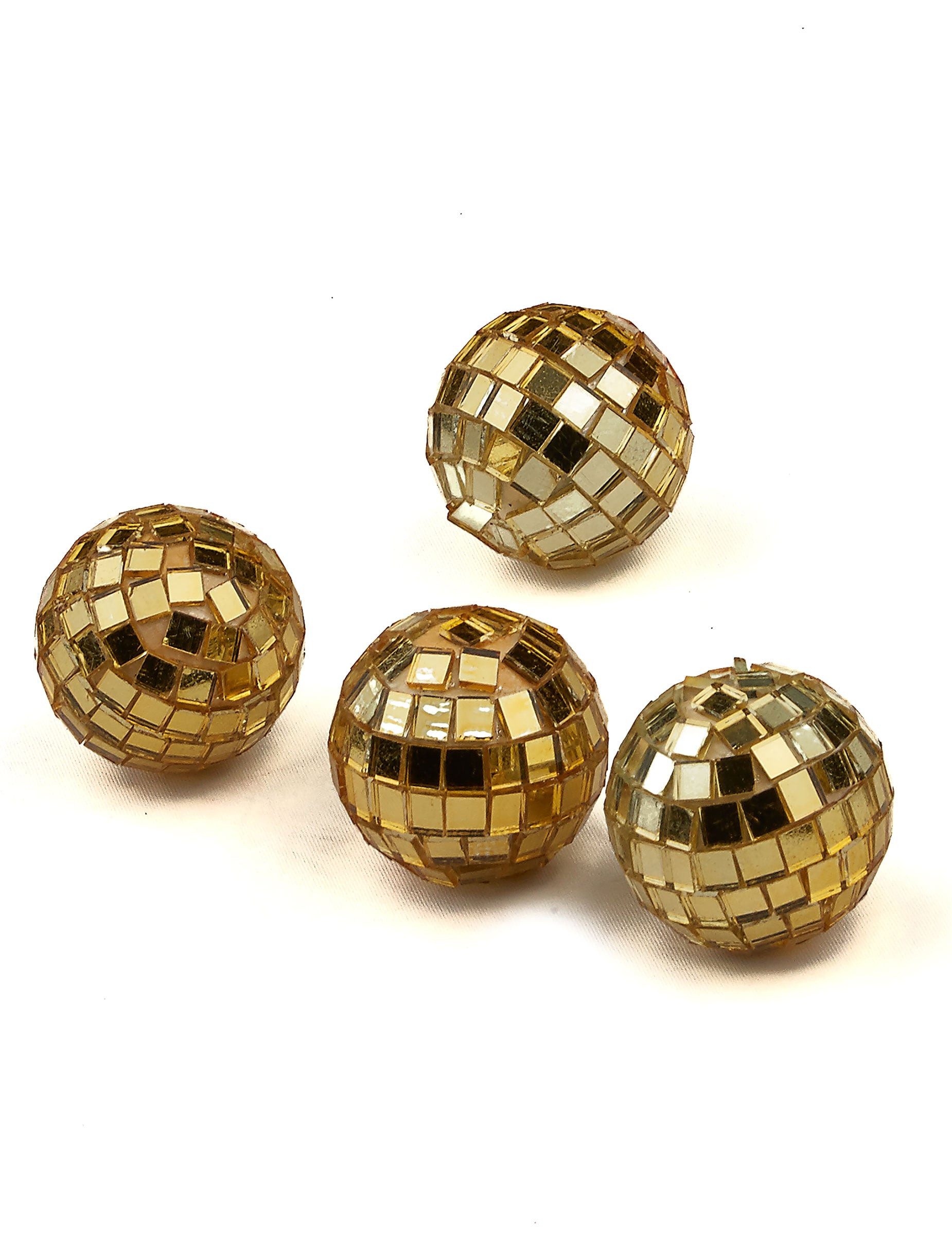 Kostüm Party Zubehör Mini Discokkugeln 4 Stück gold 3,5cm