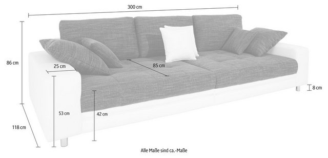 Nova Via Big Sofa »Tobi«, wahlweise mit Kaltschaum (140kg Belastung Sitz) und RGB LED Beleuchtung  - Onlineshop Otto
