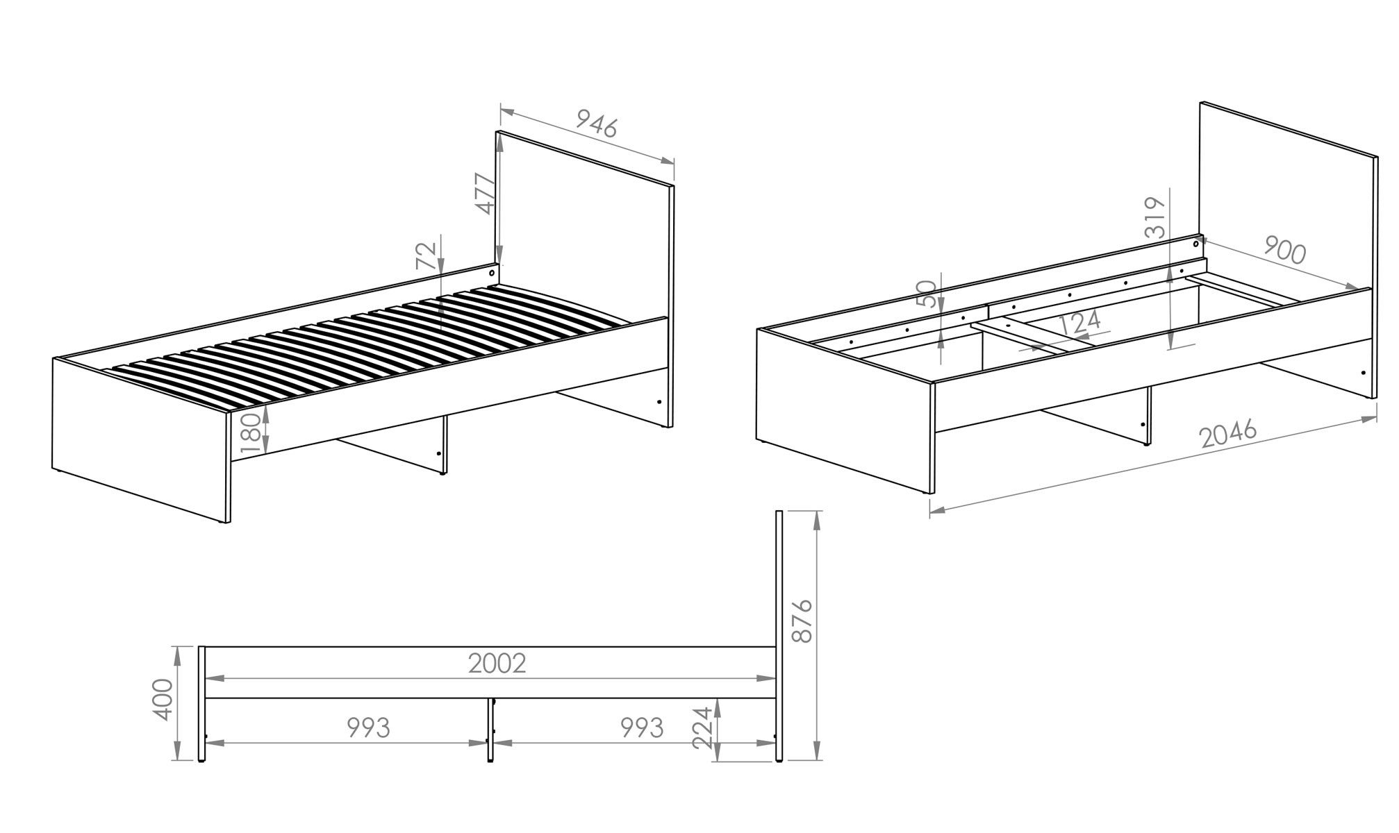 Feldmann-Wohnen Holzbett Elmo (1-tlg)
