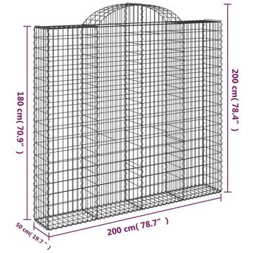 vidaXL Blumentopf Gabione mit Hochbogen 200x50x180/200 cm Verzinktes Eisen (1 St)