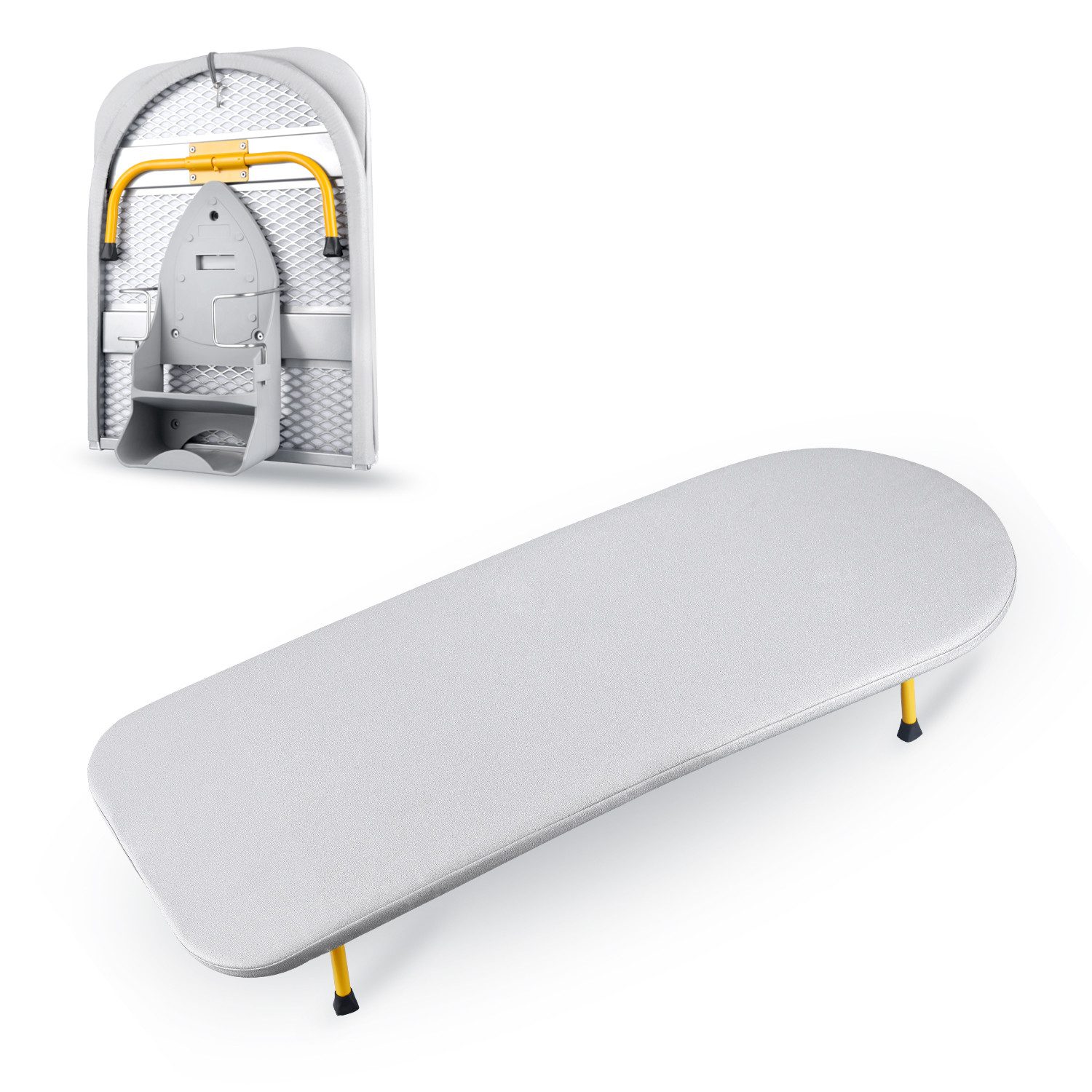 CkeyiN Pro Bügelbrett Tischbügelbrett Klappbar,Platzsparendes,Baumwollbezug, 90 x 33 cm, Stabil Dampfbügeltisch mit rutschfeste Füße