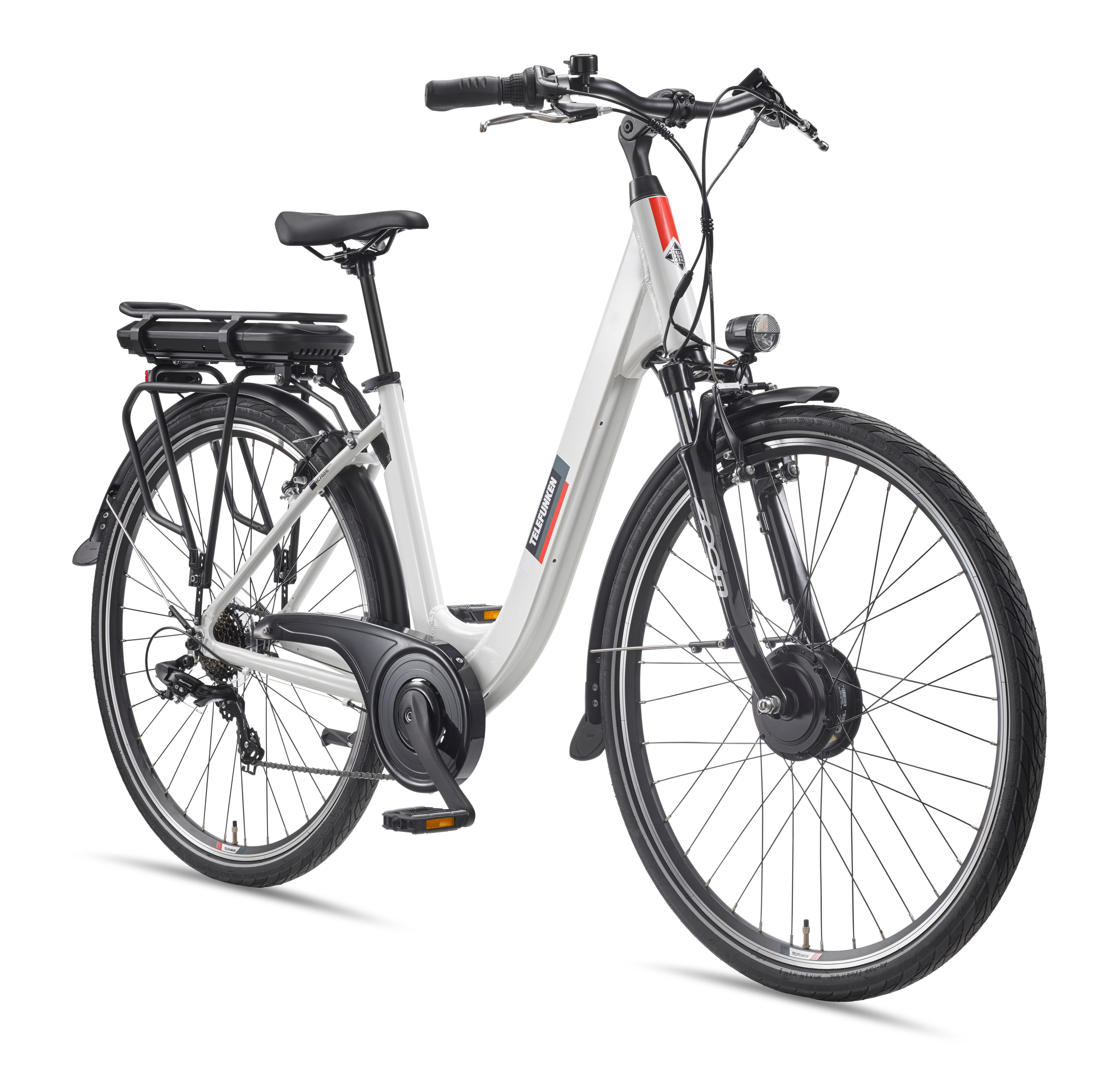 Telefunken E-Bike Cityrad Multitalent RC826, 7 Gang Shimano Shimano Tourney Schaltwerk, Kettenschaltung, Frontmotor, 474 Wh, tiefer Einstieg, 28 Zoll, Pedelec, Elektrofahrrad für Damen u. Herren
