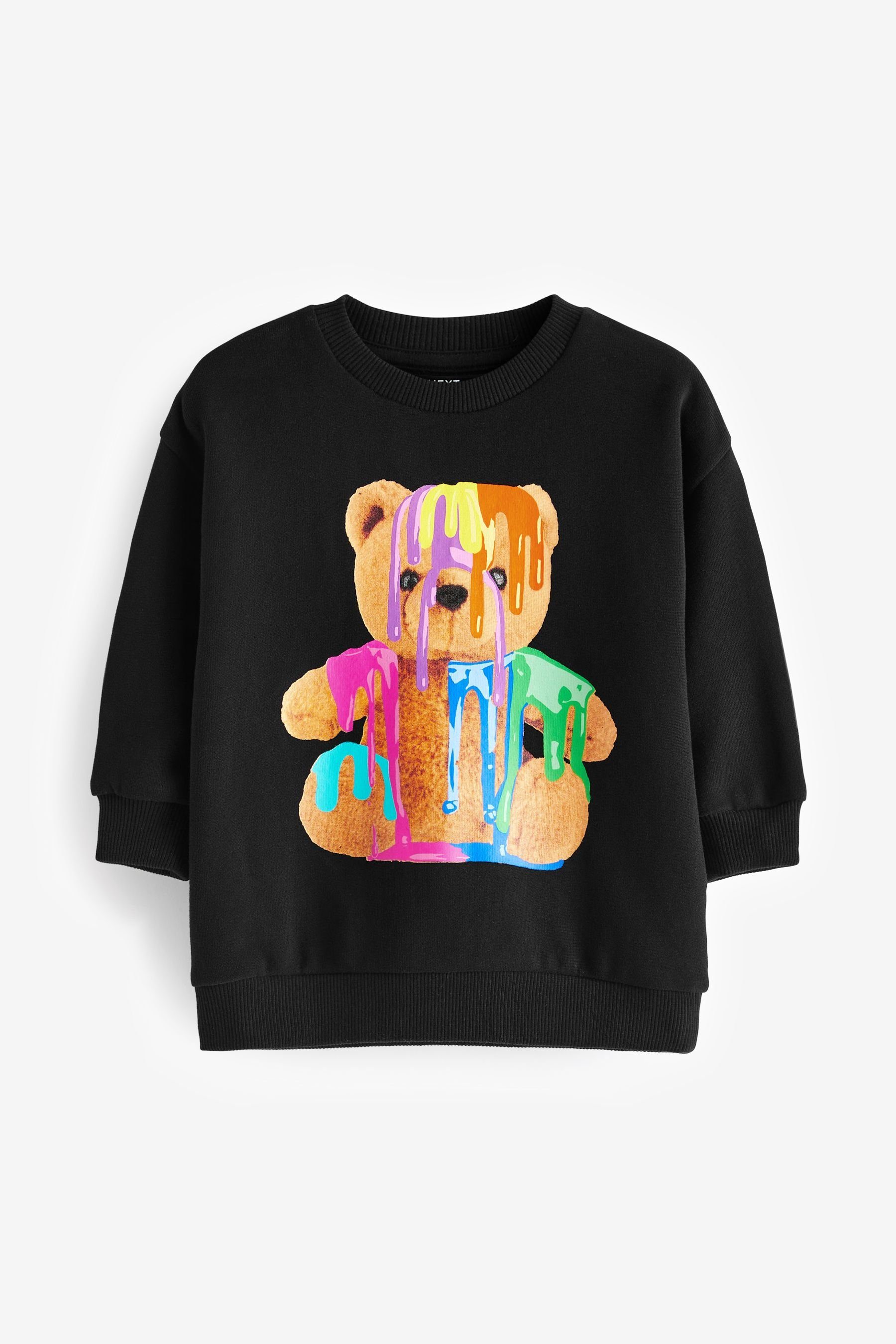 Next Sweatshirt Rundhals-Sweatshirt mit Figur (1-tlg) Black Drippy Bear