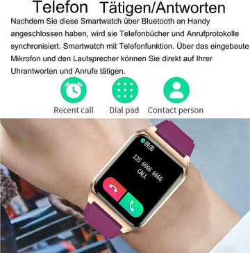 findtime Smartwatch (1,69 Zoll, Android iOS), Fitnessuhr Bluetooth Telefon Anrufs Sportuhr Pulsuhr Wasserdicht Uhr